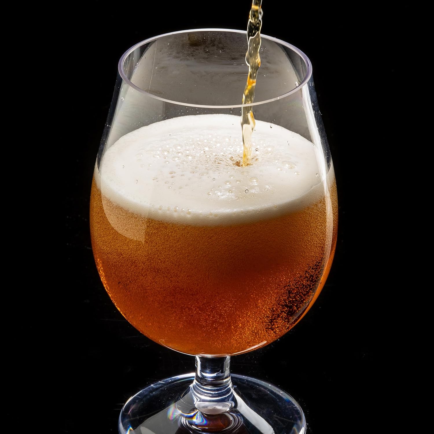 TableCraft Luma Collection Tulip Beer Glass, 16 Oz Clear Tritan Copolyester Beer Glass for Indoor and Outdoor Beverage Service, 3.5" x 3.5" x 6"