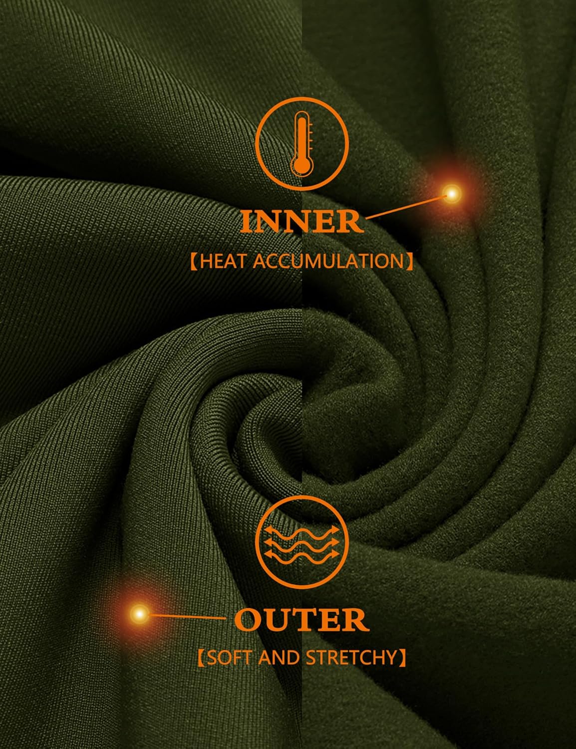 URRU Men's Thermal Long Sleeve Shirts Fleece Lined High Stretch Thermal Underwear Tops Base Layer for Men Cold Weather Gear - Image 4