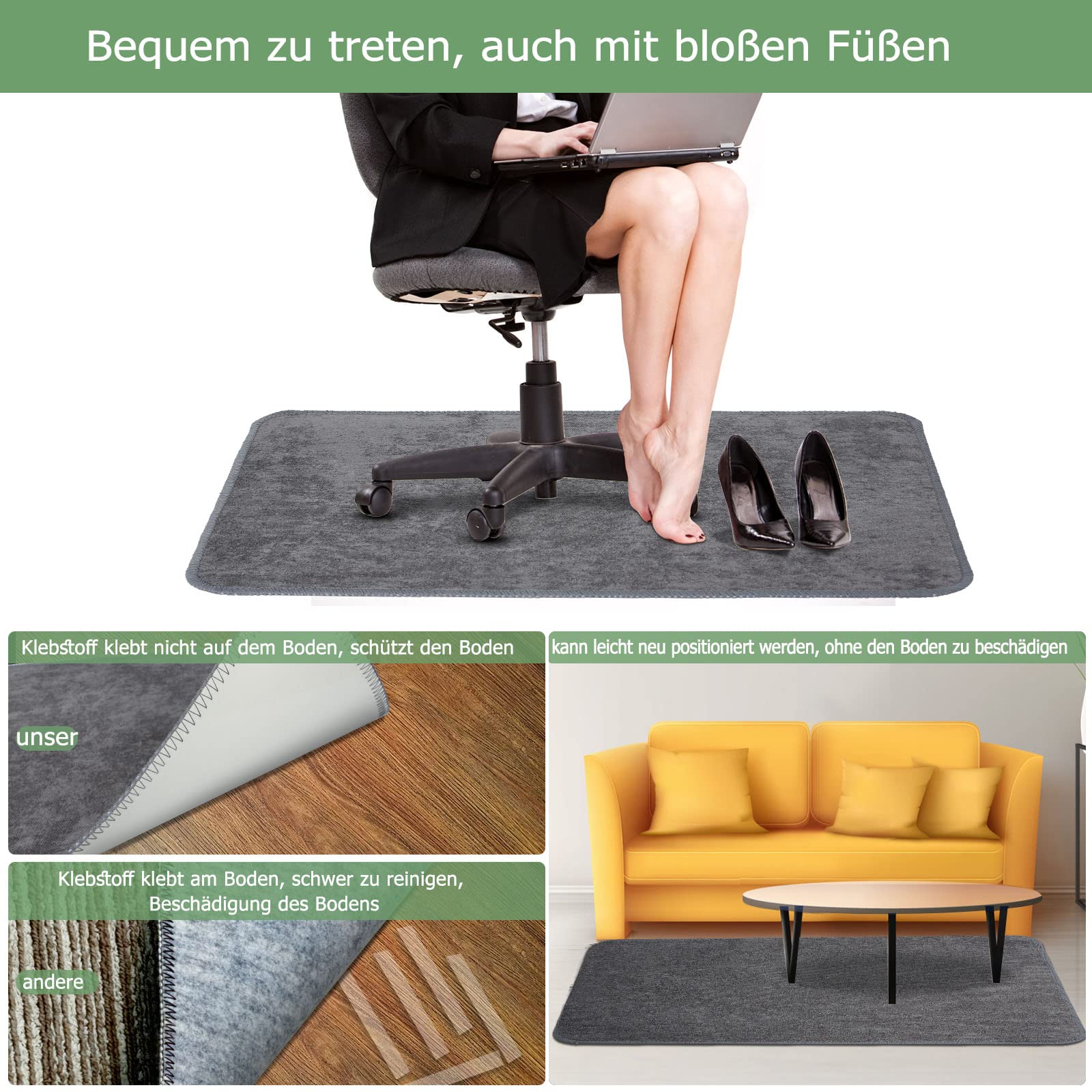 Onderlegger, bureaustoel, onderlegger, 90 x 140 cm, grijs