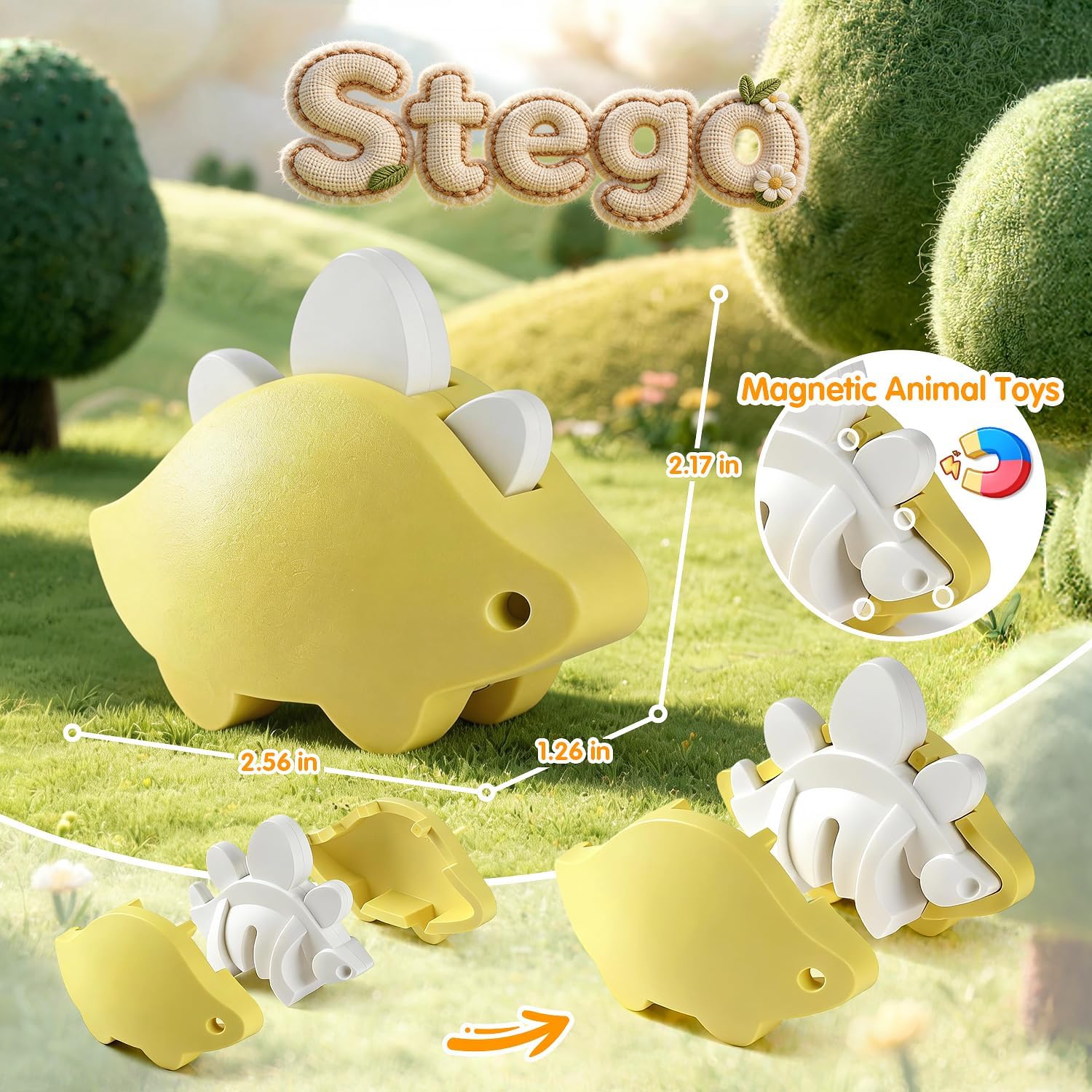 3D Magnetic Animals Toys for Kids 3-5, 6 Pcs Magnetic Animals Puzzles for Toddlers with Dinosaurs, Learning Educational Montessori Toys Gifts for Kids 3 4 5 6 7 8