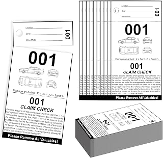 500 Sheets 3 Part Valet Parking Tickets 500 Count (000-999) Number Valet Tags Place Valet Tickets Claim Check Key Stub Ticket 2.83 X 5.5 Inch for Car Temporary Lot Business 230gsm Coated Paper