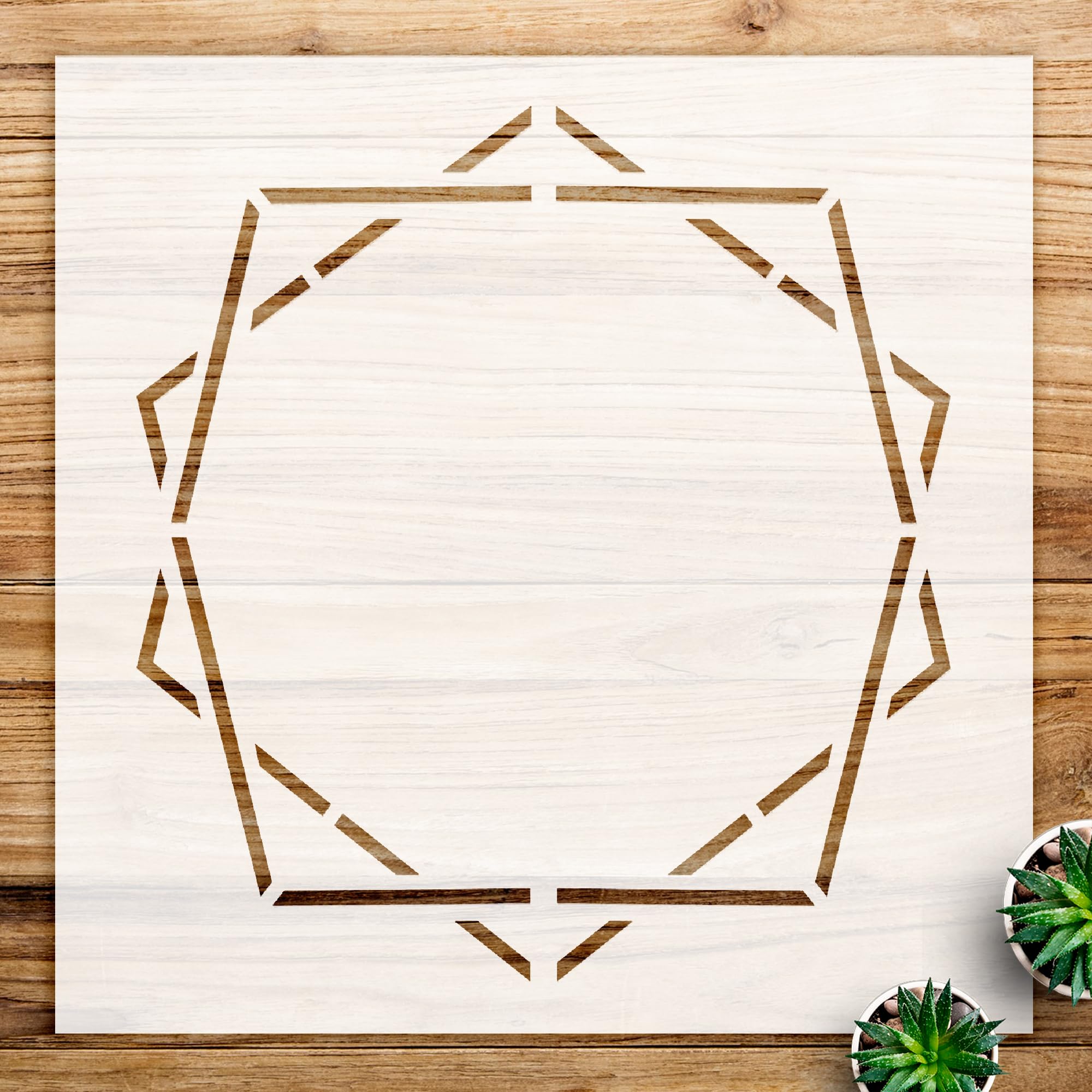 Double Pentagon Geometric Frame Stencil for Walls and Crafts, Reusable Mylar Template, Ideal for Home Decor and DIY Projects - Size A1 (23.4