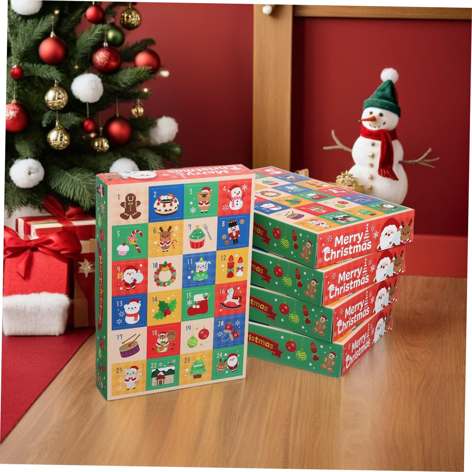 IMIKEYA 15 Pezzi Calendario Avvento di Natale Scatole di Carta Vuote da 24 Giorni per Caramelle e Dolcetti Conto alla Rovescia Creativo per Feste e Attività Familiari
