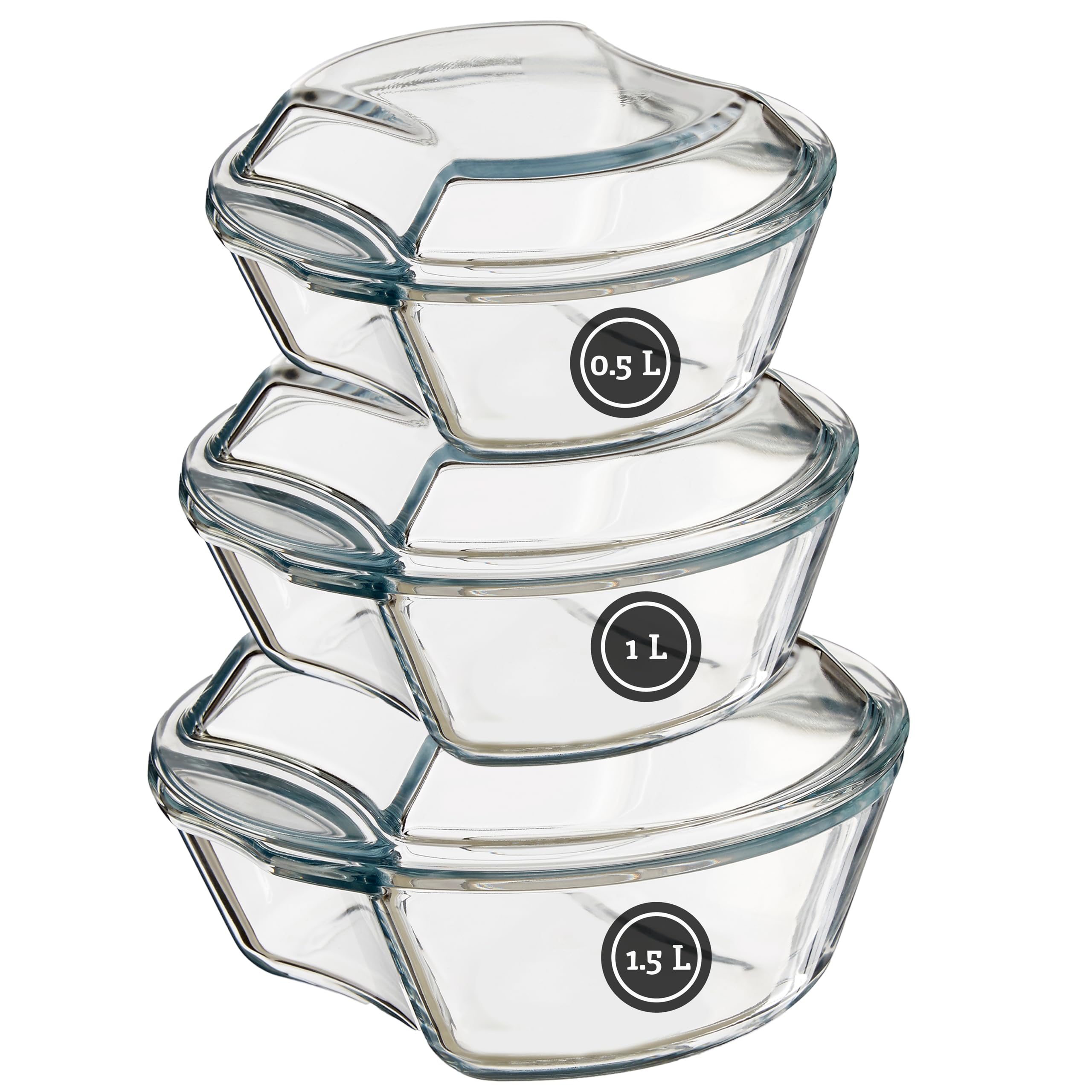 Set Of Three Casserole Dishes - Clear