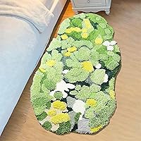 Vista 2 de UKELER Alfombras de Área de Musgo, Alfombra Corredor de Césped Musgo 3D para Cuarto de Lavado Alfombra Suave de Pelo Largo Antideslizante Lavable