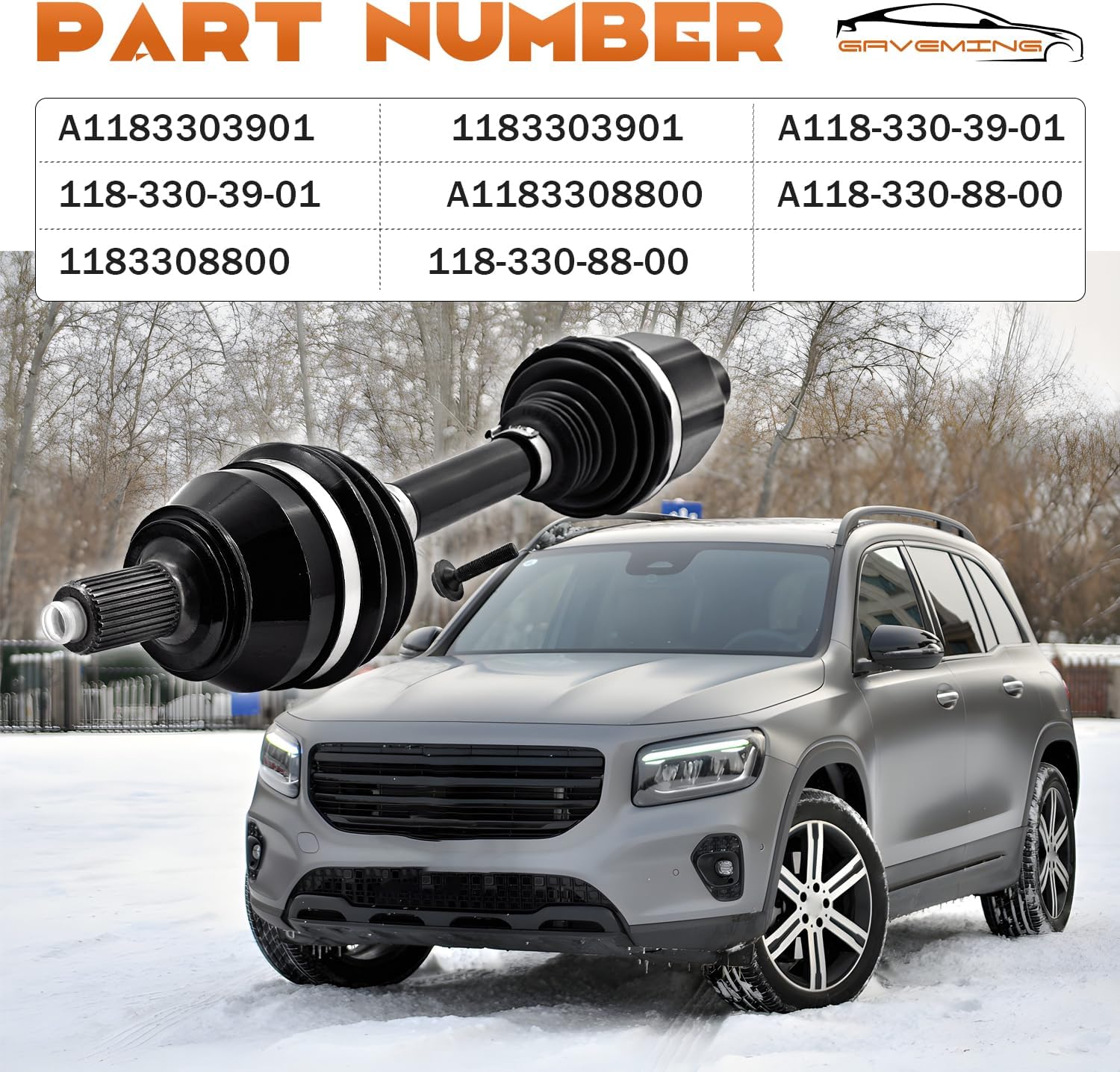 CV Axle Shaft Front Right Side Shaft Compatible with Mercedes GLB250 (4Matic) GLB35 (2020-2025) 2.0L Replacement A1183303901, A1183308800