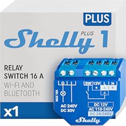 Interruptores Conmutados Wifi Shelly Plus 1 | Smart Relé Interruptor Inalámbrico Bluetooth | Automatización Del Hogar | Compatible Con Alexa&Google Home | iOS Android App | No Hub Requerido | Control Remoto Para Puerta Garaje