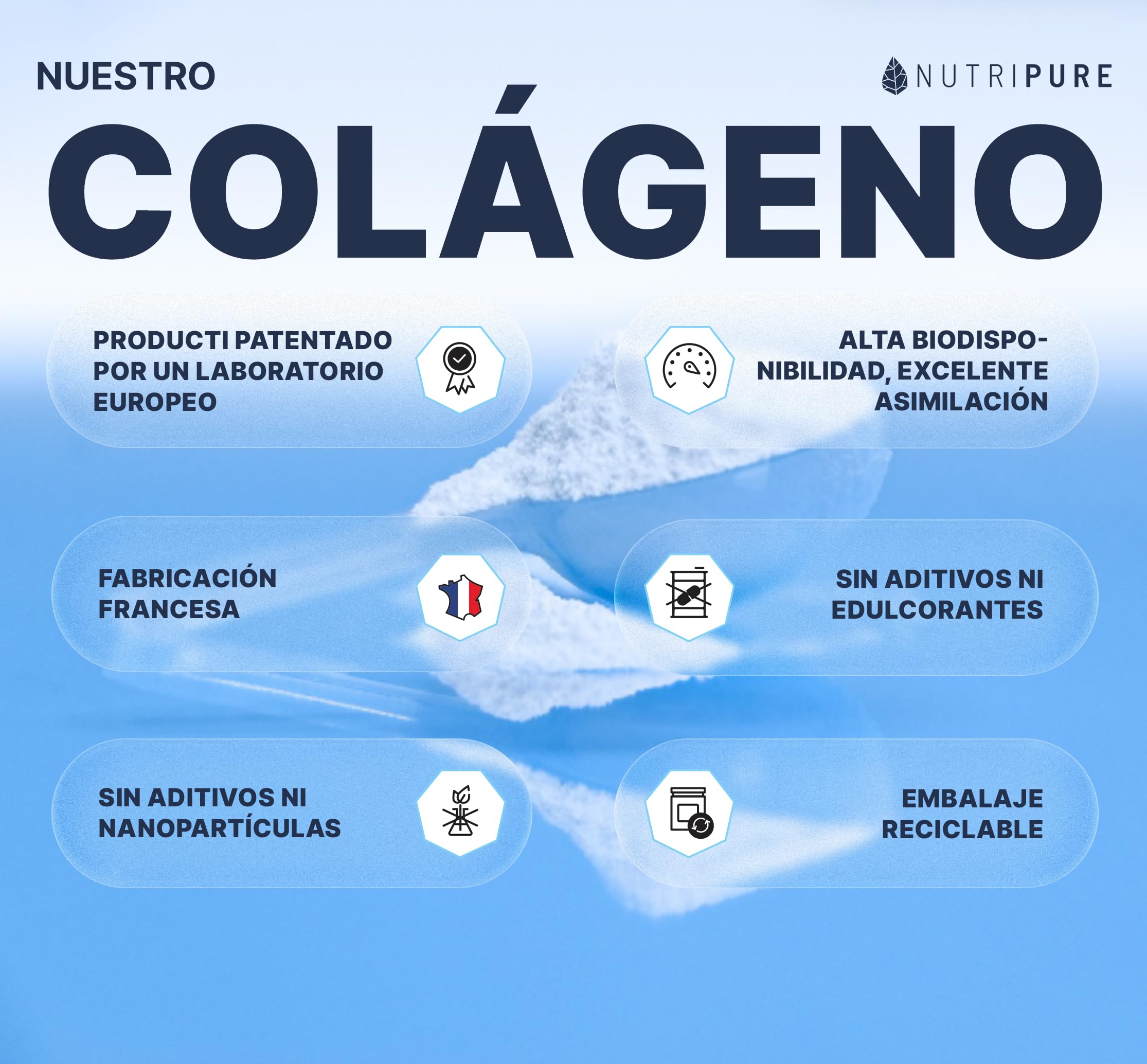 Peptidos de Colágeno Peptan | Suplemento Alimenticio Deportivo | Colágeno, Aminoácidos, Proteína | Producto Patentado | Sin OGM ni Aditivos | Bolsa de 1,2 KG | 4 Mes | Made in France | Nutripure