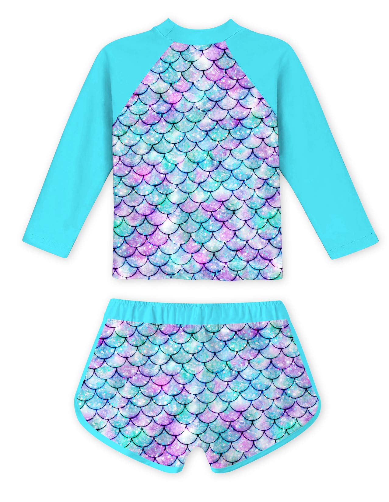 ALISISTER Costume da Bagno per Bambine, Due Pezzi, a Maniche Lunghe, con Protezione UPF50, Set da Nuoto per Bambine, Costume da Bagno per Bambini, 4-10 Anni
