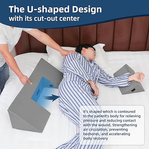 Miniatura 3 de TYYIHUA Almohada de cuña de 34 pulgadas para dormir de lado, entrenamiento para dormir de lado con almohada de cuña pequeña desmontable, cuña de