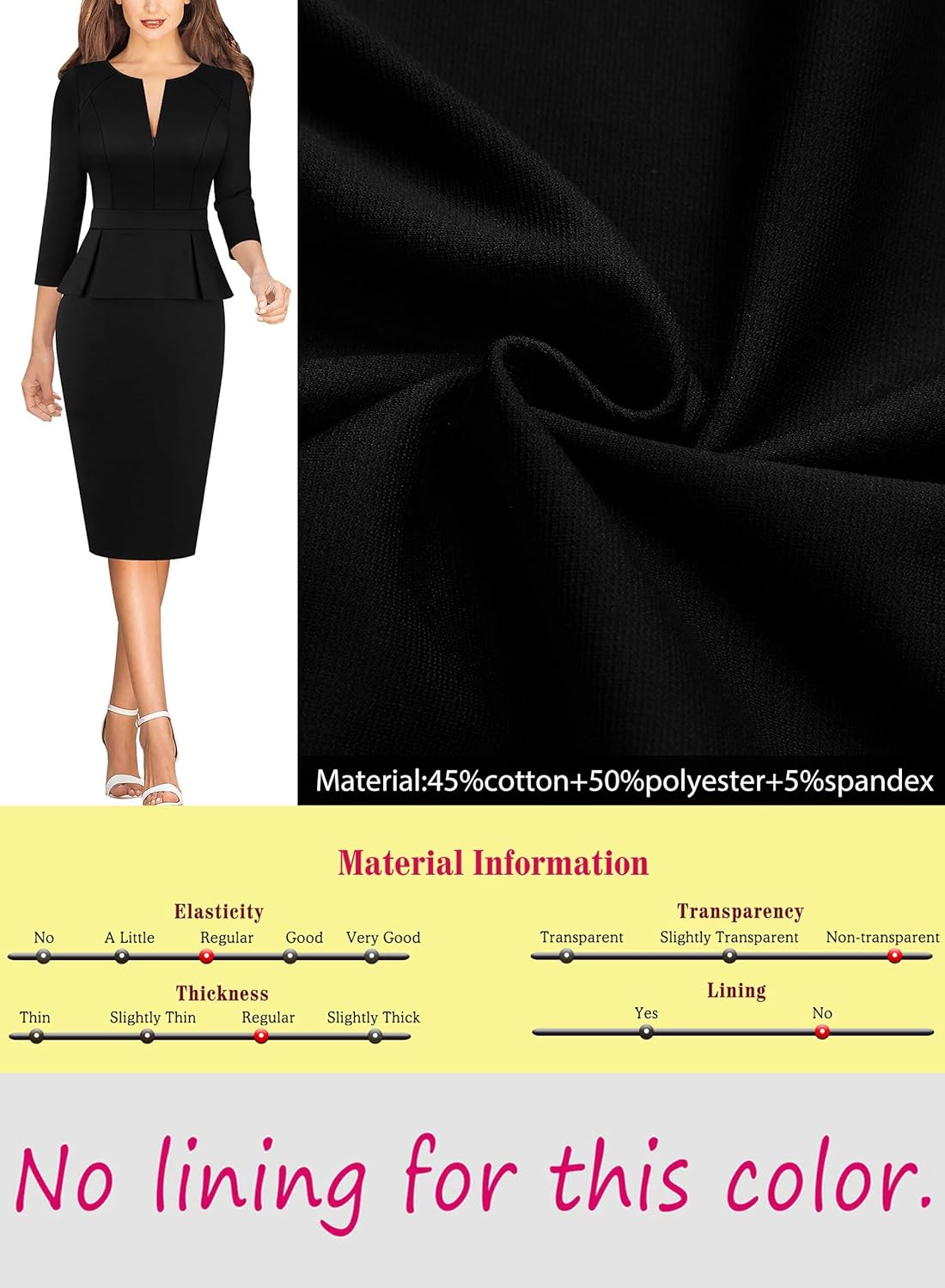 VFSHOW Womens Wear to Work Front Zipper V Neck Peplum Business Office Church Flattering Pencil Sheath Dress - Image 6