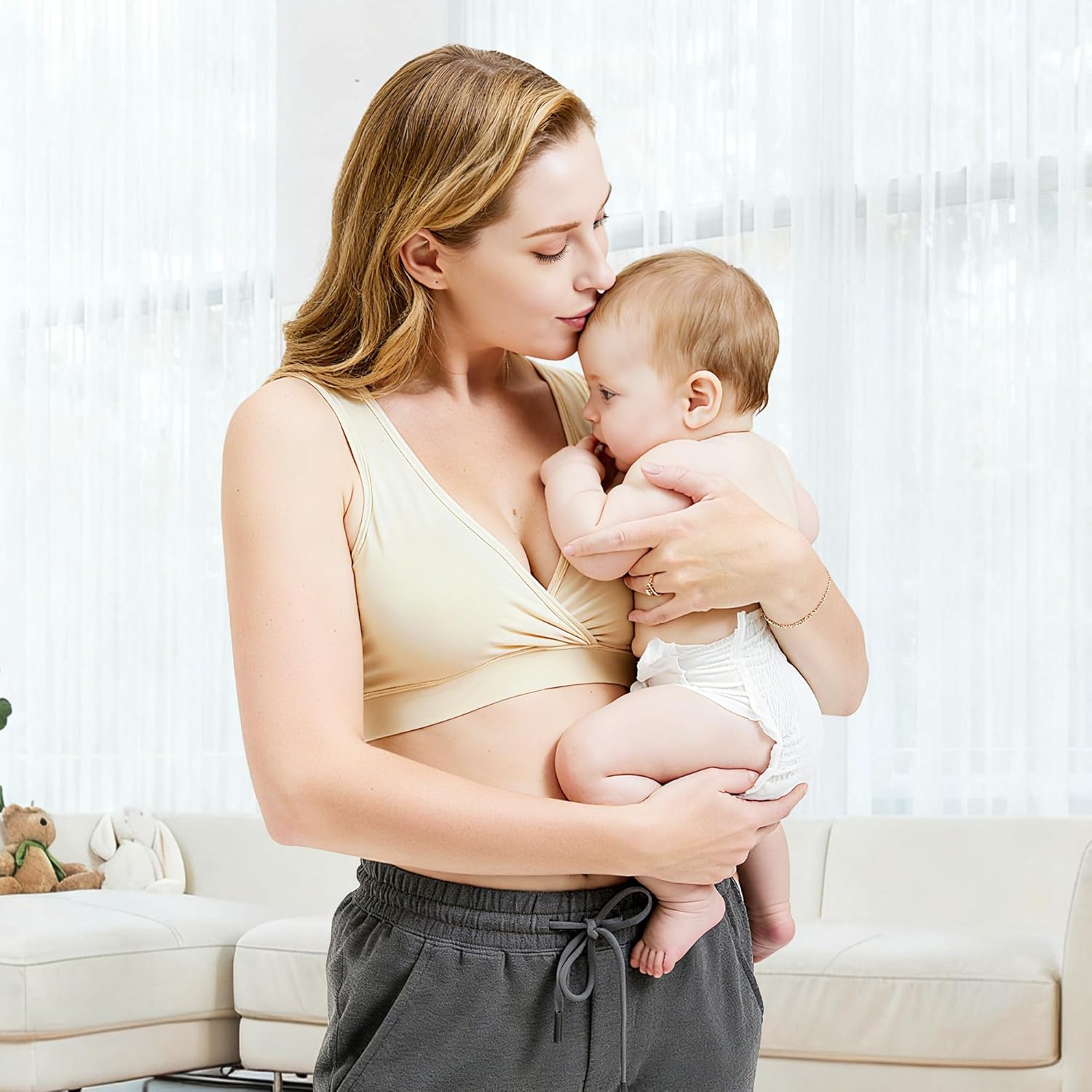 netdraw Women's Bamboo Viscose Nursing Sleep Bra, Ultra Soft Crossover Wire-Free Lounge Maternity Bralette - Image 4