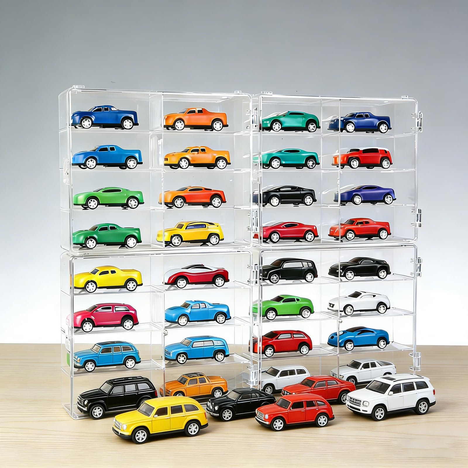 Amazon.co.jp: ミニカー 収納 4個×8マス 透明なトミカケース ミニカー