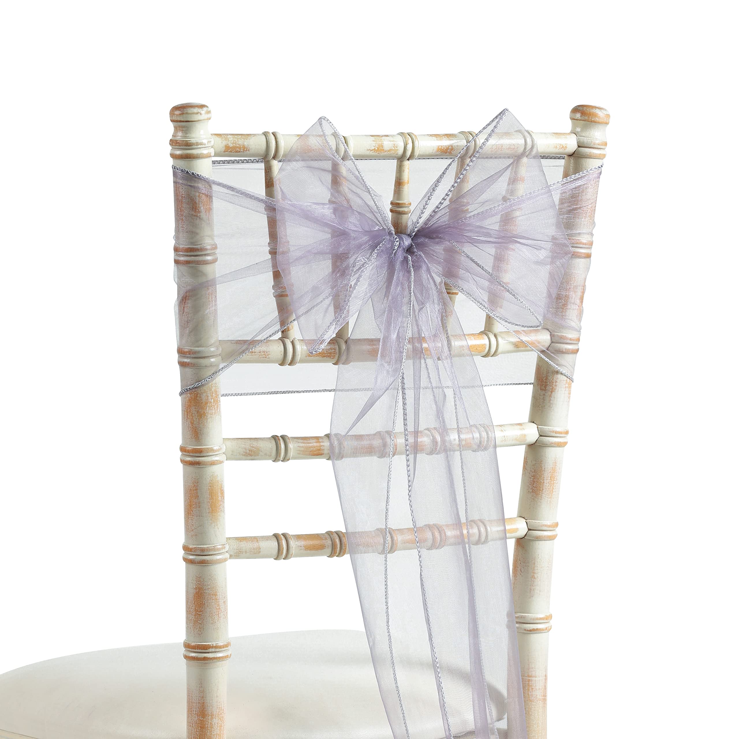 20x275cm Organza Sash Wider Sash Fuller Bows Chair Cover Bows Sash for Wedding Party Birthday Decoration (25, Light Purple)