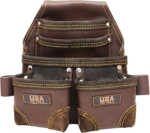 Miniatura 5 de Cinturón de herramientas | Plataforma de herramientas de cuero para carpinteros, enmarcadores, electricistas, constructores y manitas | Bolsas de