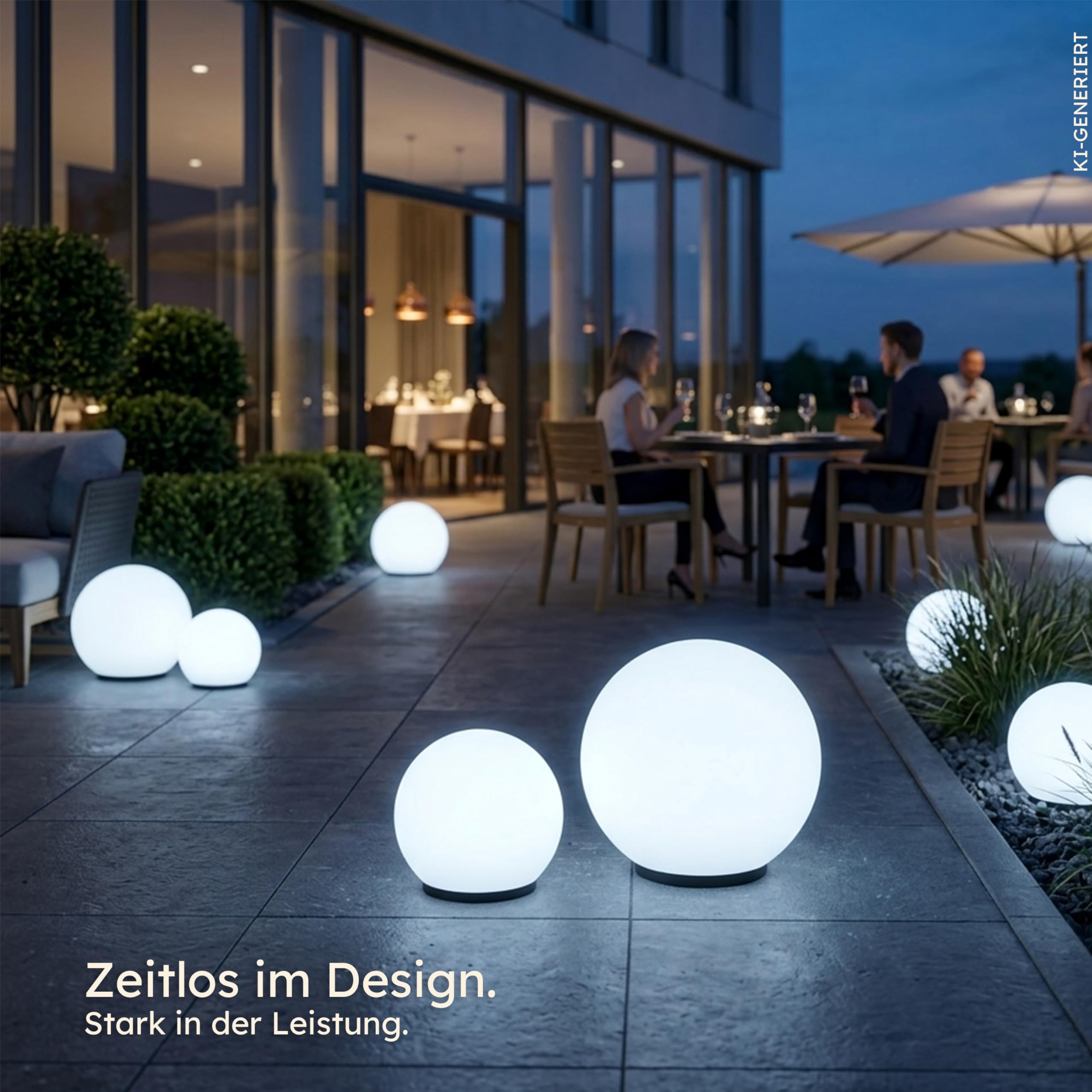 Esotec Solarkugeln für außen Solar Kugelleuchten Garten Basic 2er Set, Leuchtkugeln Garten ⌀20cm & ⌀30cm, 7 Lichtfarben, Farbwechsel, solar kugeln für außen winterfest, 102613