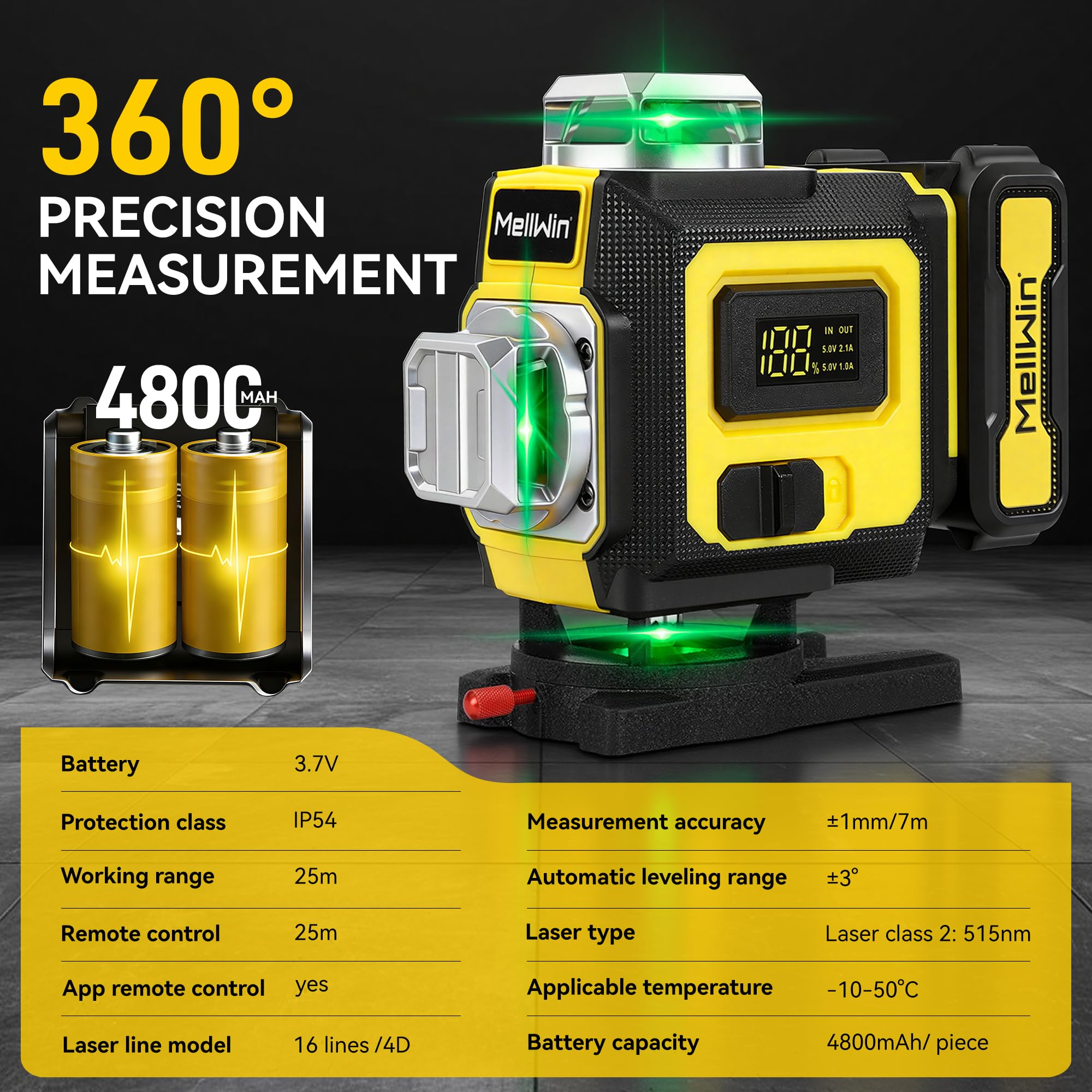 Livella laser con treppiede, Livella autolivellante 4D a 16 linee