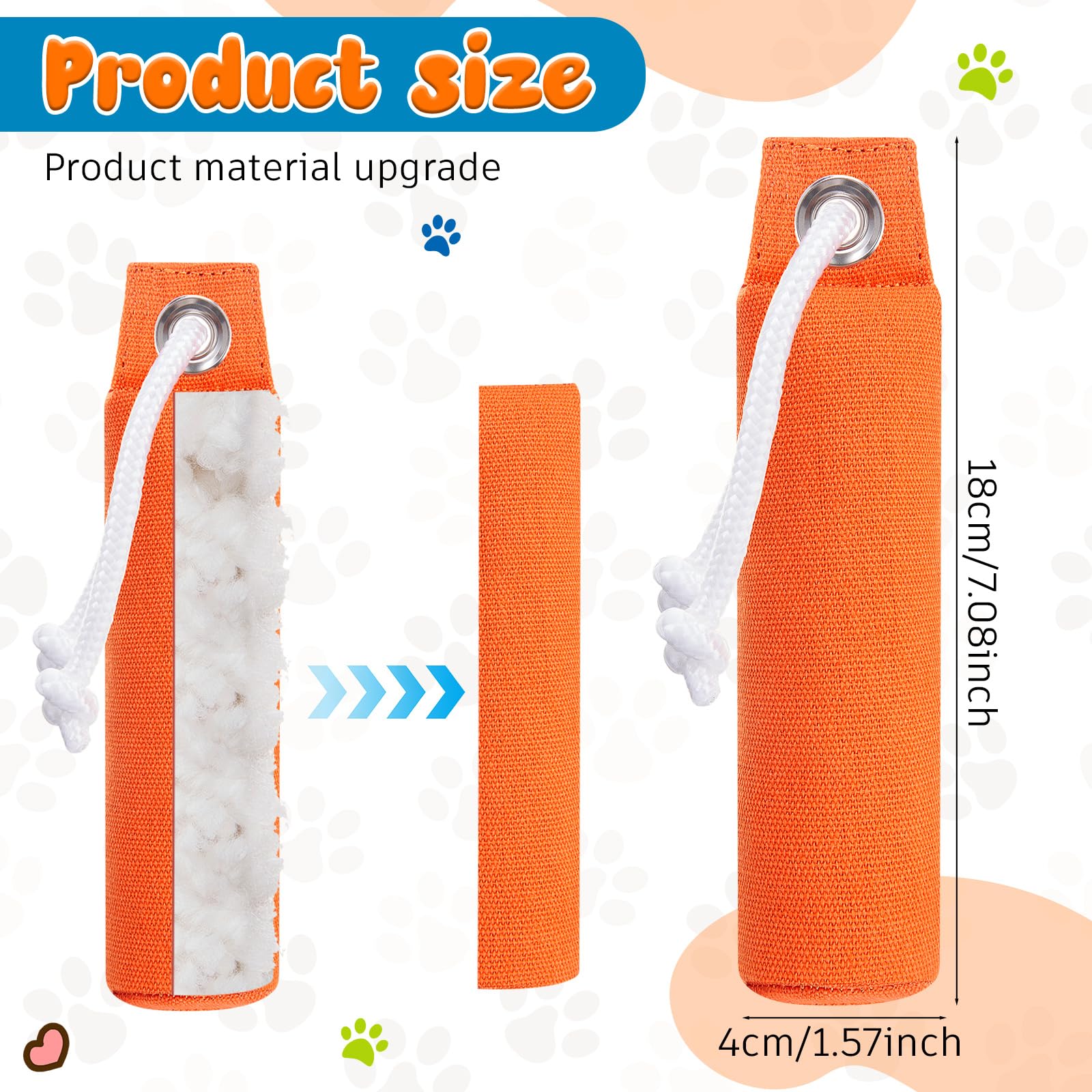 Seenelling 2 Pcs Dog Bumpers Canvas Training Dummy Hunting Dog Training Toys for Easy Throwing (Not Chew Toys)(Orange,7.1 x 1.6 Inches)