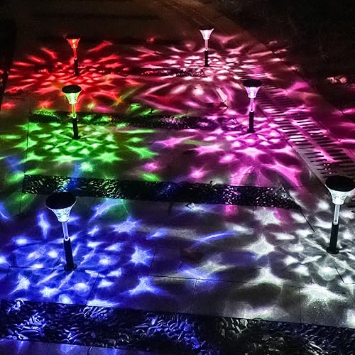 Luces solares para caminos al aire libre impermeables que cambian de color paquete de 6 luces solares dinámicas superbrillantes luces LED