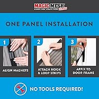 Vista 6 de Magic Mesh Deluxe, Negro Puerta mosquitera magnética, resistente, cierre magnético, red para puerta, pantalla para patio, pantalla para puerta