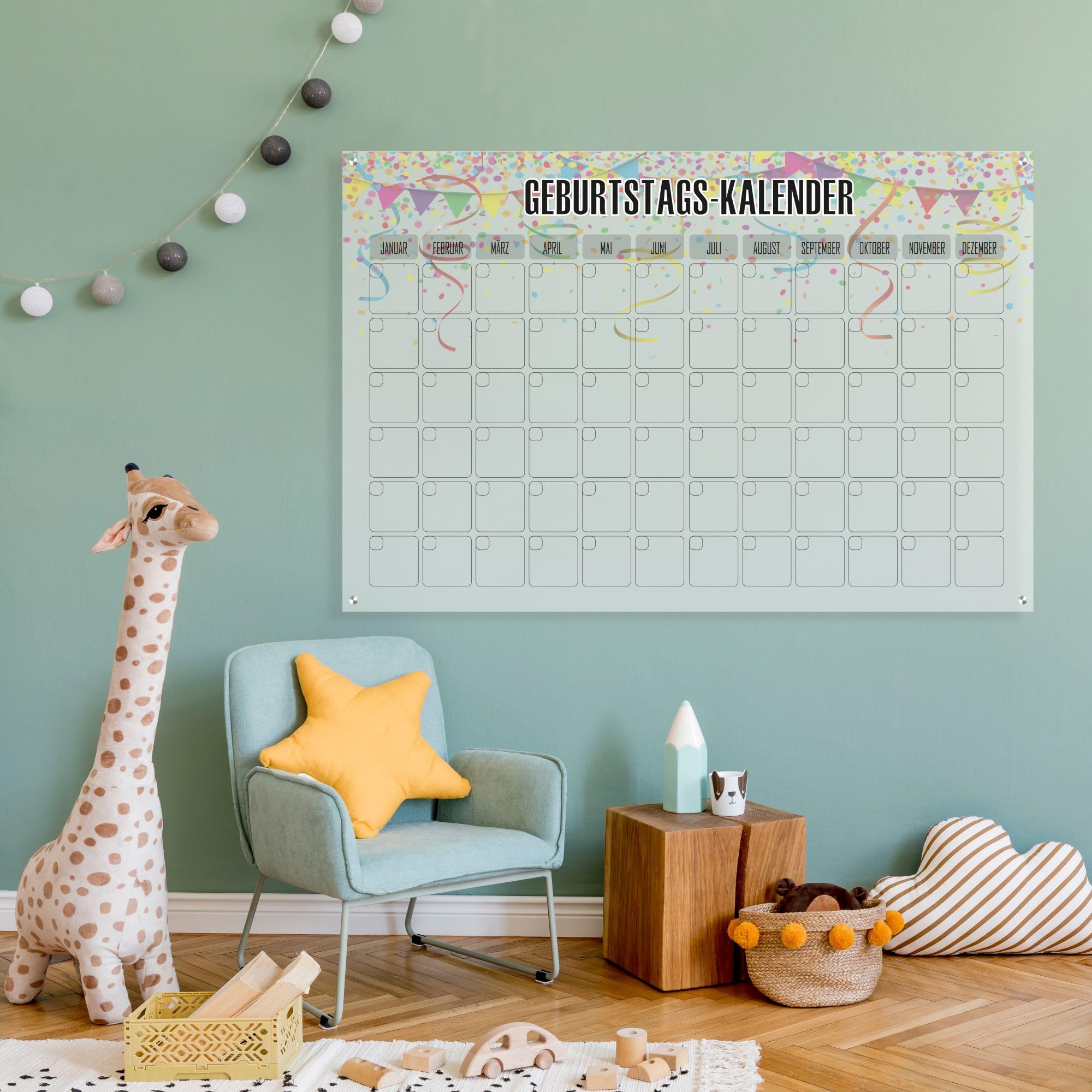 Queence Acrylglas Wochenplaner abwischbar 60x40 cm | Wochenplan transparent | Geburtstags-Kalender | wiederverwendbar | Familienplaner | Notizen | Terminkalender | Wandkalender | Monatskalender