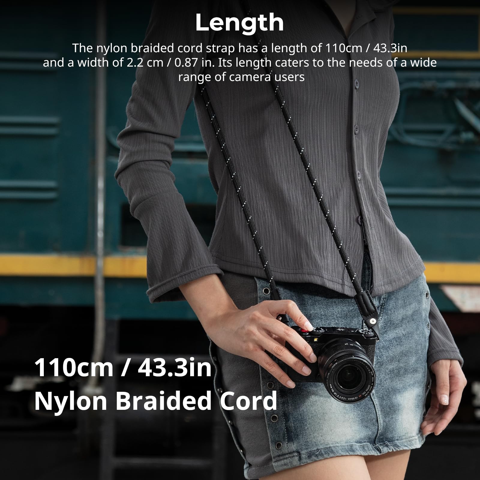 SMALLRIG Bandoulière pour appareil photo, Tressée Réglable avec Joint Torique et Coussinet en Cuir pour Appareil Photo Reflex Numérique ou sans Miroir, Noir - 4882