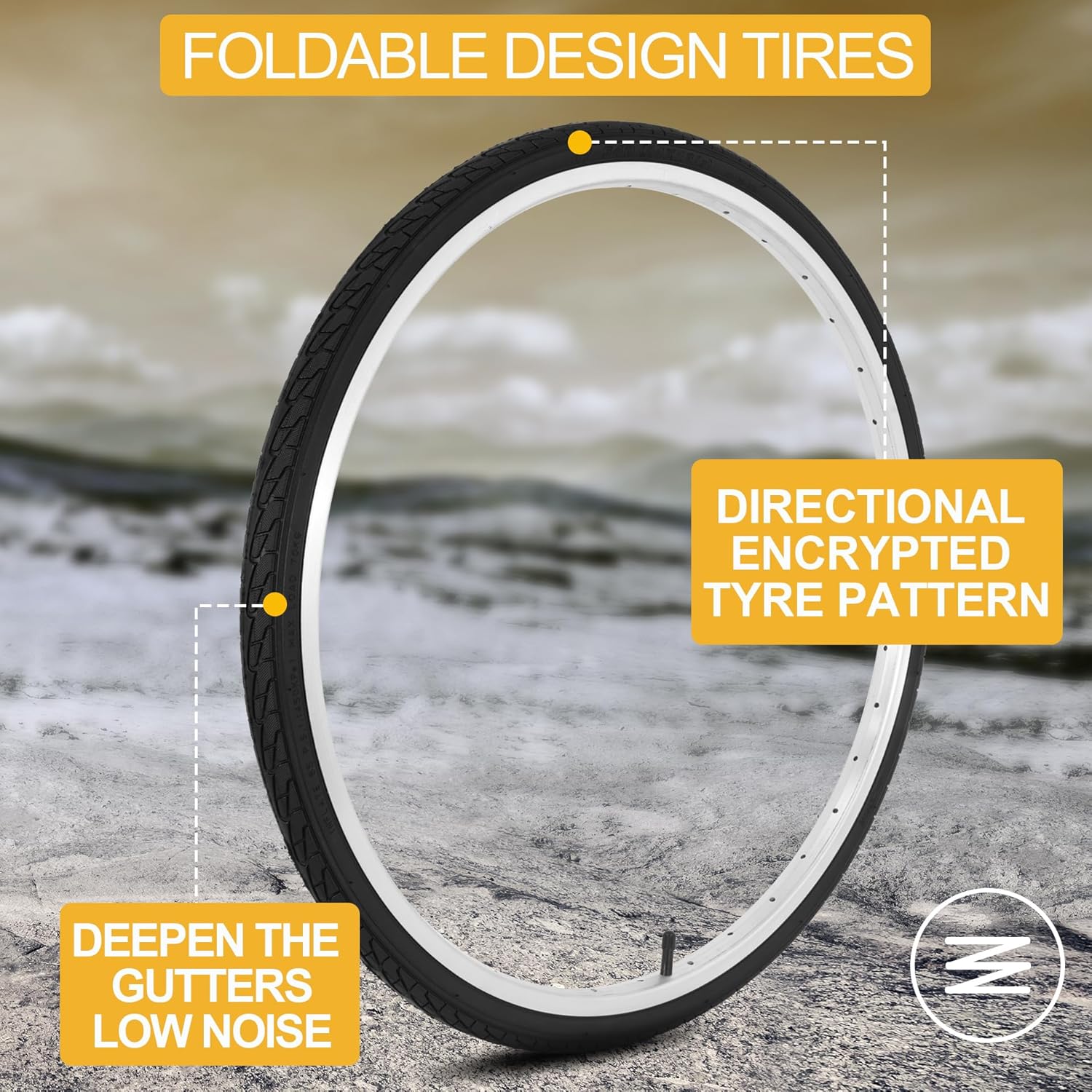 2Sets 24x1 3/8 Wheelchair Tires and Tubes (Fit 21" Rim), 24" Puncture Resistant Folding Street Bike Tire Sets 37-540 for Road Bike Street Bicycle E-Bike Directional Tread Low Resistance