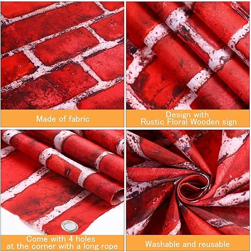 Miniatura 9 de Telón de fondo de pared de ladrillo rojo, tela grande, letrero de ladrillo rojo, fondo de fotos para baby shower, fiesta de cumpleaños, boda,