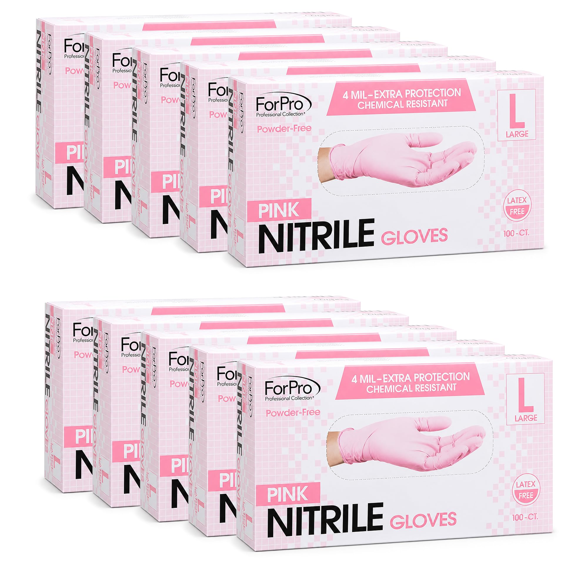 ForPro Disposable Nitrile Gloves, Chemical Resistant, Powder-Free, Latex-Free, Non-Sterile, Food Safe, 4 Mil