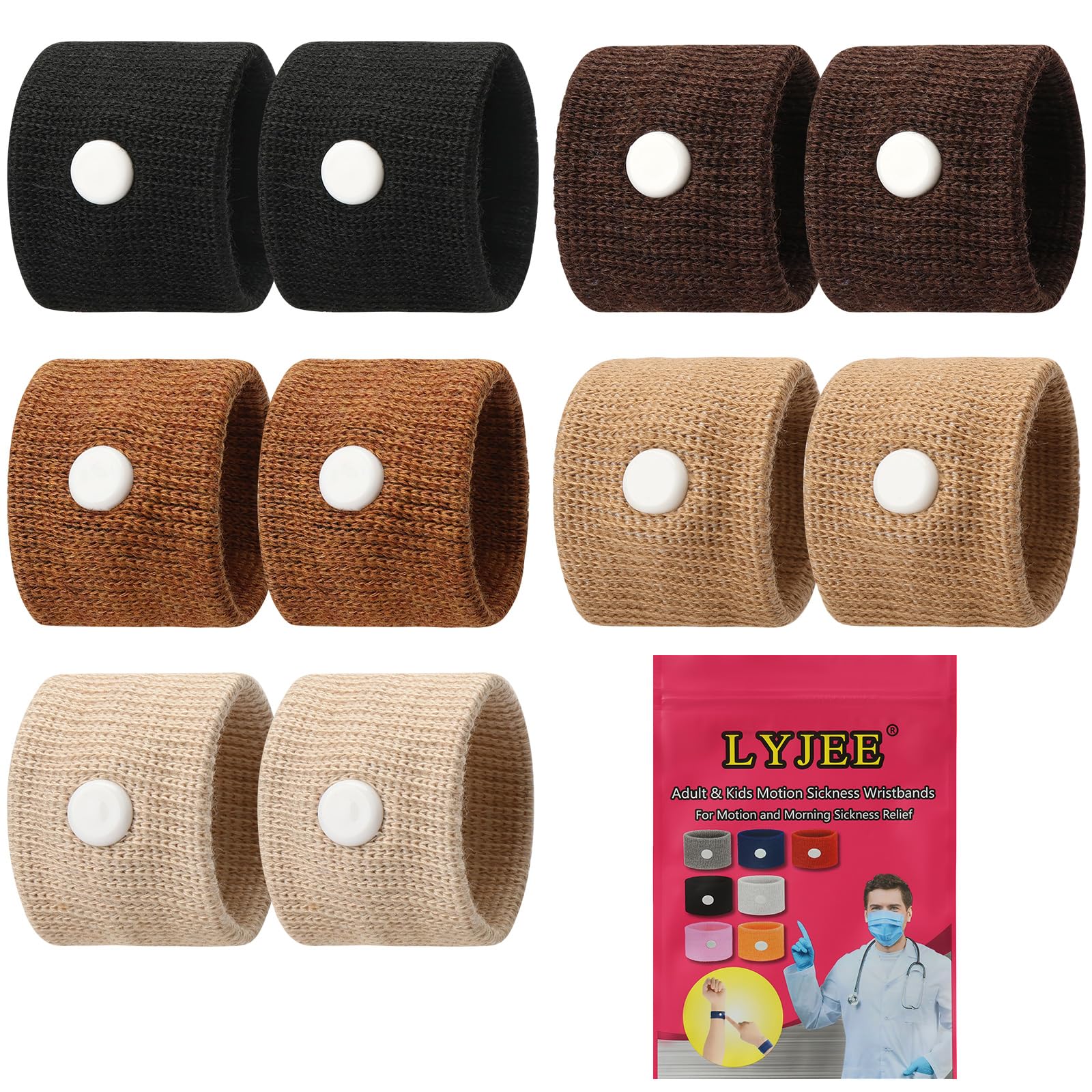 LYJEE Motion Sickness Bands for Adults and Kids Nausea Relief for Pregnant Women Seasickness Wristband for Cruise Ship Essentials