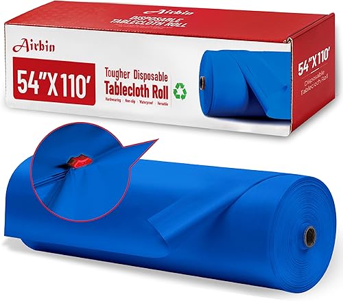 Miniatura 50 de Rollo de mantel de plástico, 310 pies x 54 pulgadas, mantel de mesa de plástico desechable negro, rollo de mantel premium PEVA impermeable negro con