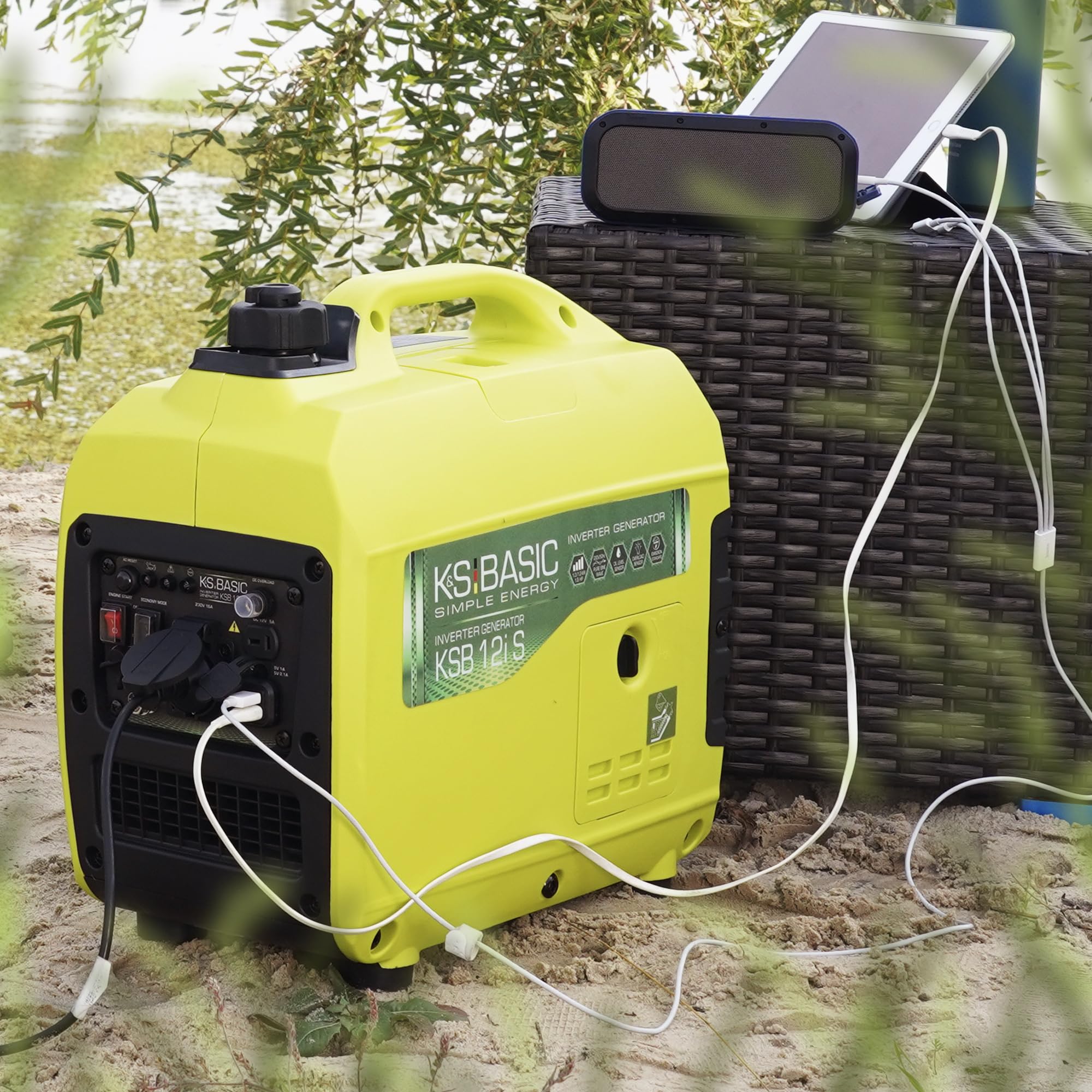K&S Basic Generador inverter KSB 12i S de corriente kW 1.2, generadores inversores para pesca, camping, salida USB, generador de energía de emergencia de gasolina