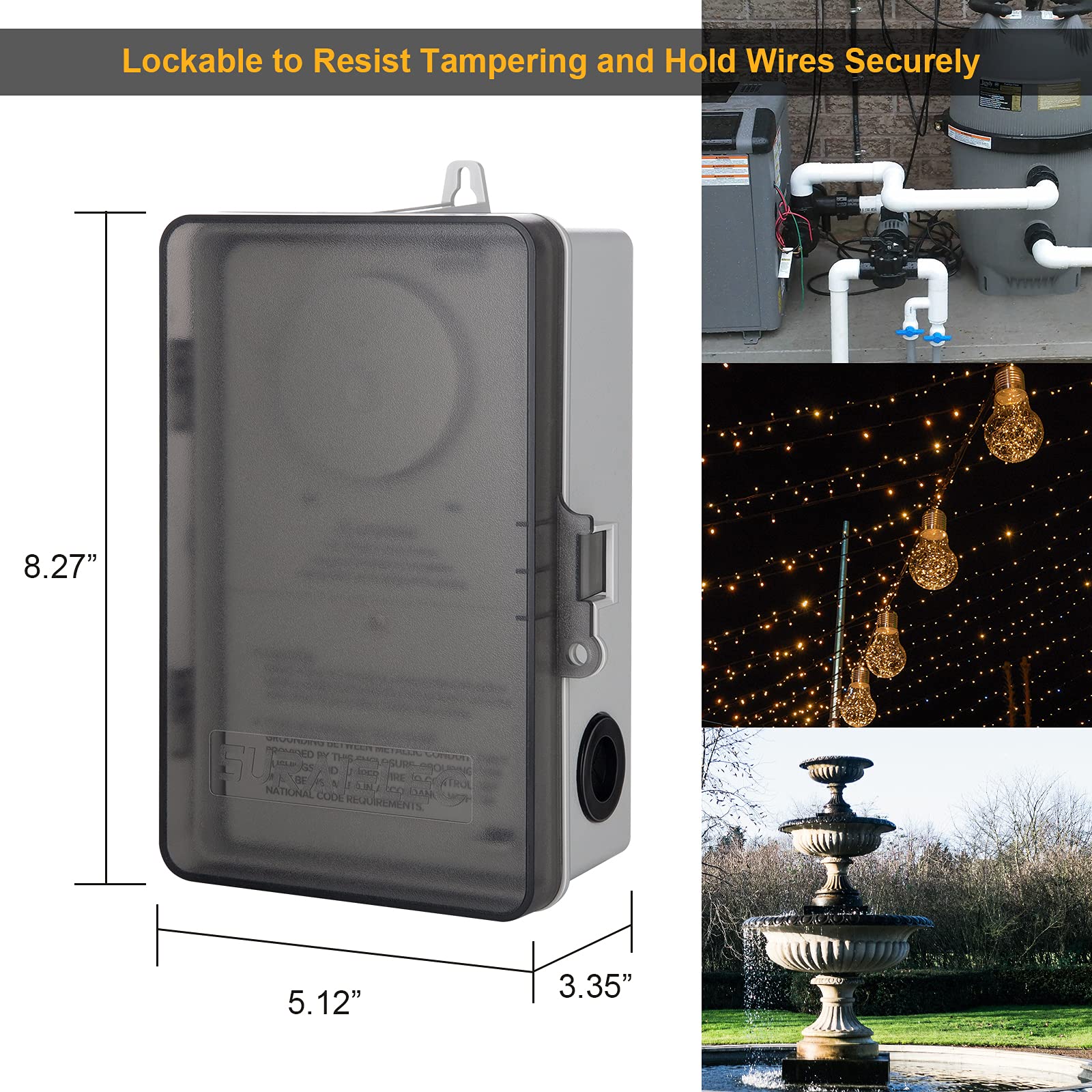 Suraielec WiFi Pool Timer, Outdoor Indoor Smart Switch, 40 AMP, 2HP, 120, 240, 277 VAC, Heavy