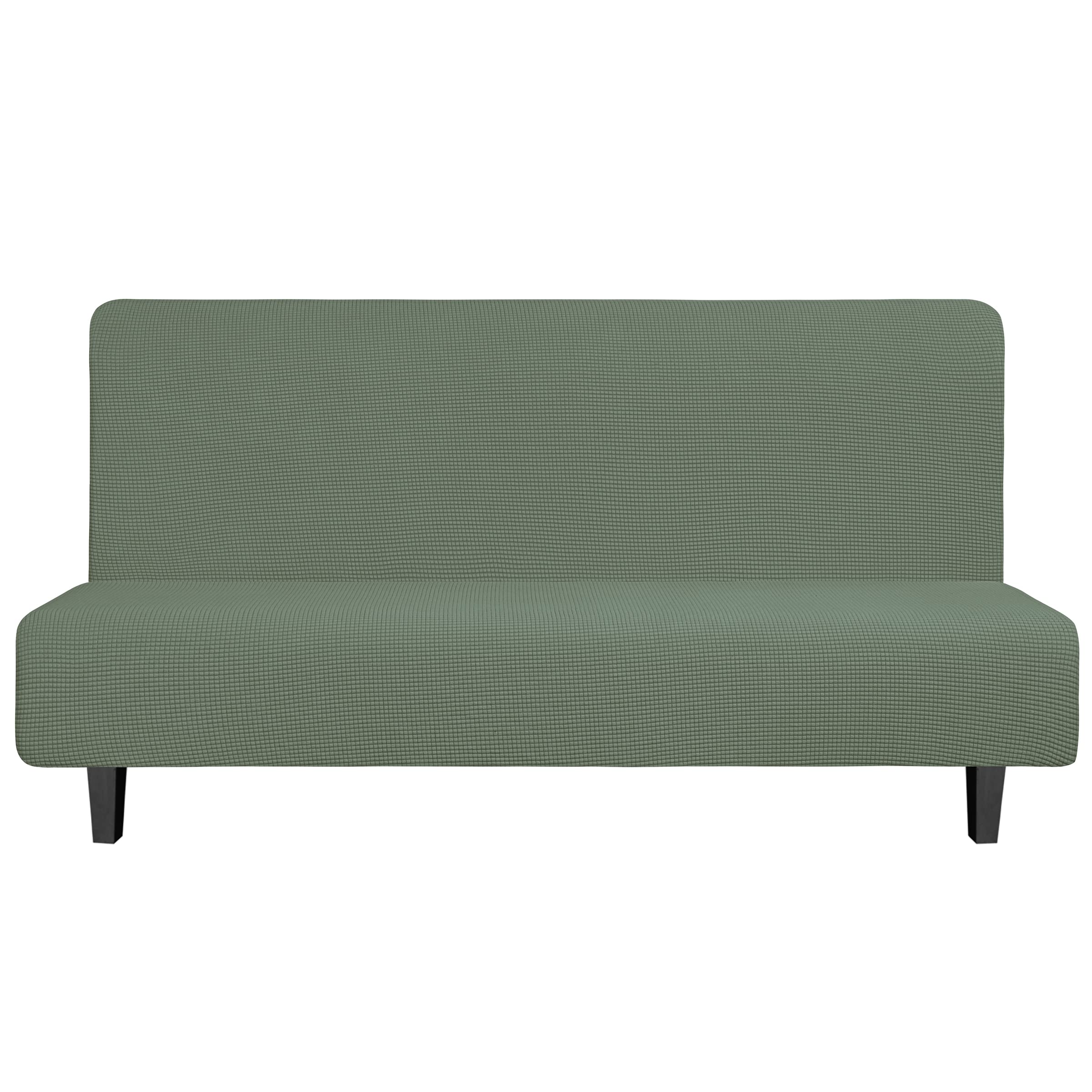 Easy-Going Stretch Futon Slipcover Armless Futon Bed Cover Furniture Protector Without Armrests with Elastic Bottom for Kids, Soft Jacquard Fabric