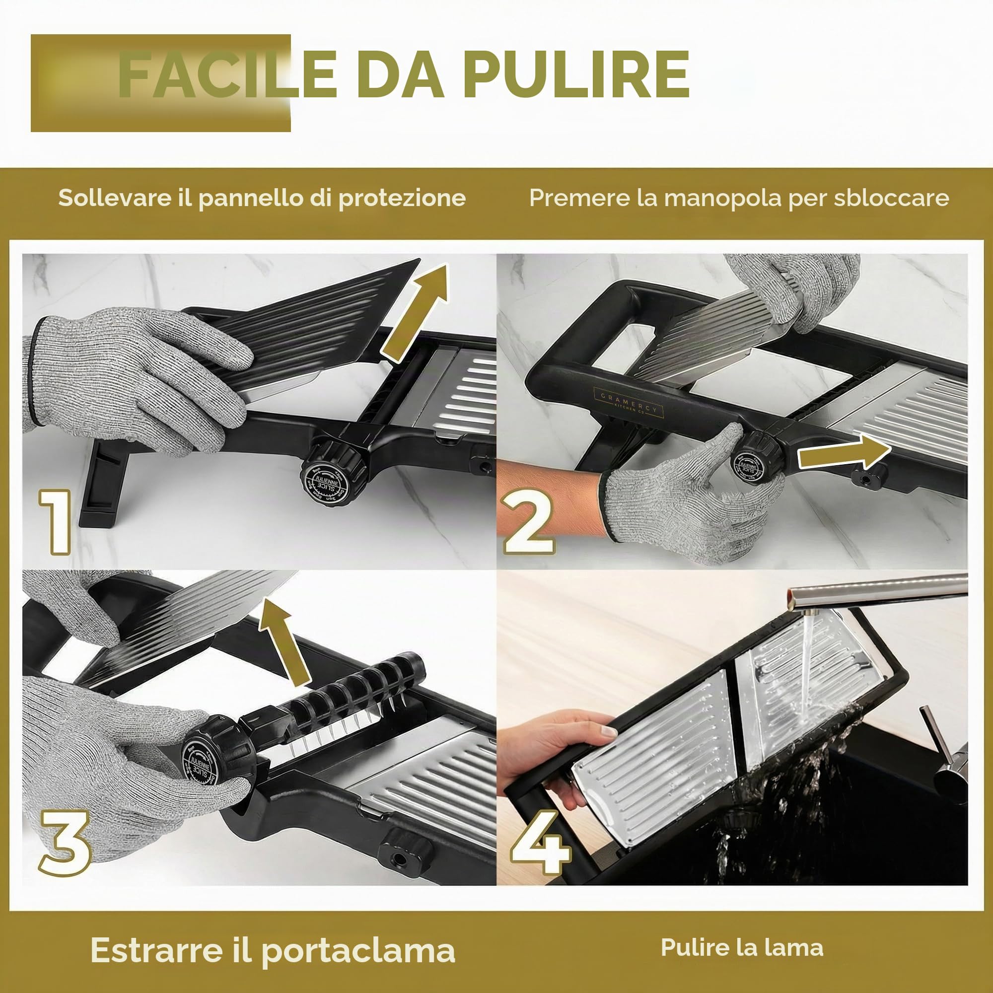 Mandolina affetta verdure regolabile, in acciaio inox, per tagliare patatine a griglia, verdure e cipolle