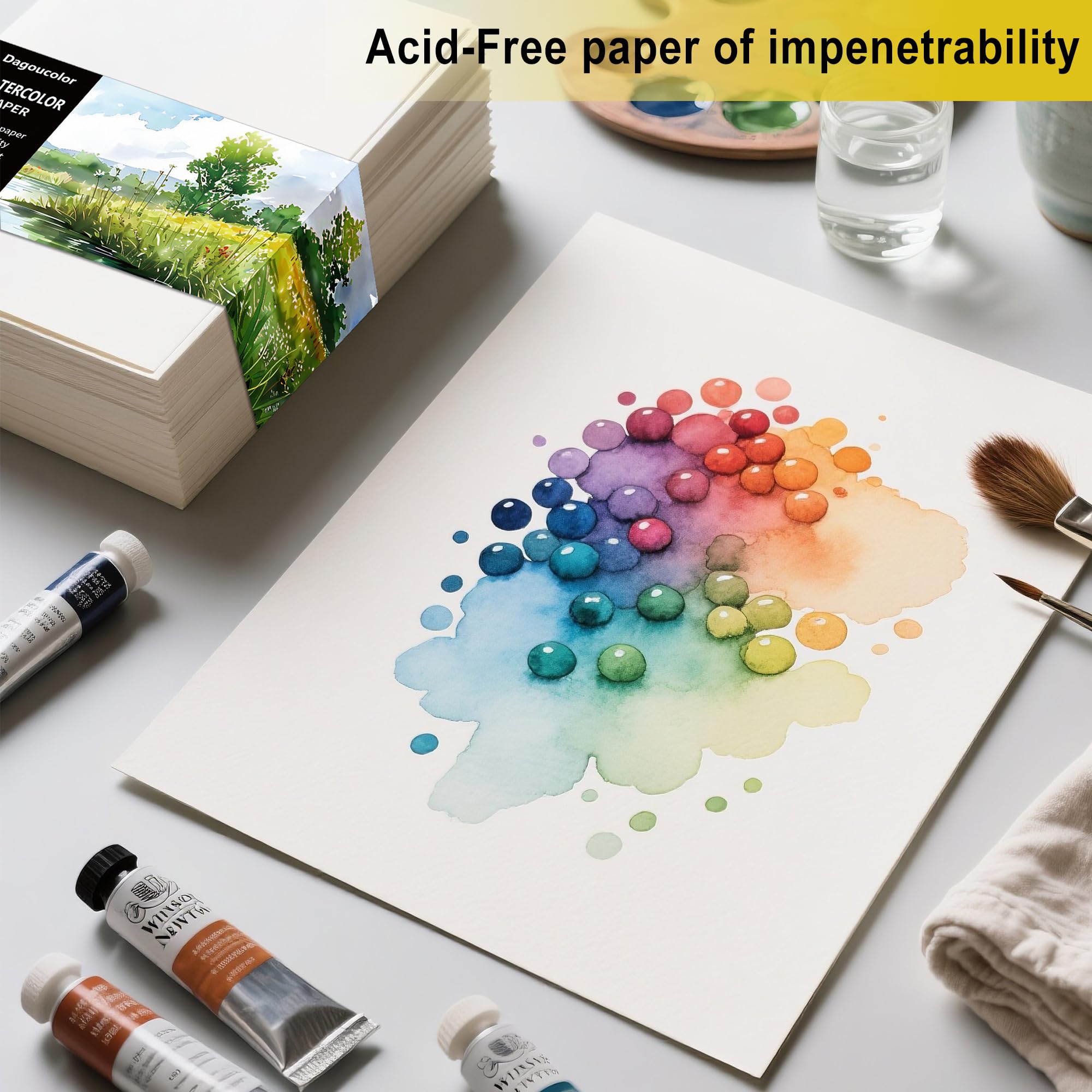 DagouColor Akwarela Papier, 9" x 12", 200GSM, 250 Pcs Papier Akwarelowy, Artysta Malarstwo Dorosłych, Chłopców, Dziewcząt, Studentów, Malowanie, Rysowanie, Mieszane Media