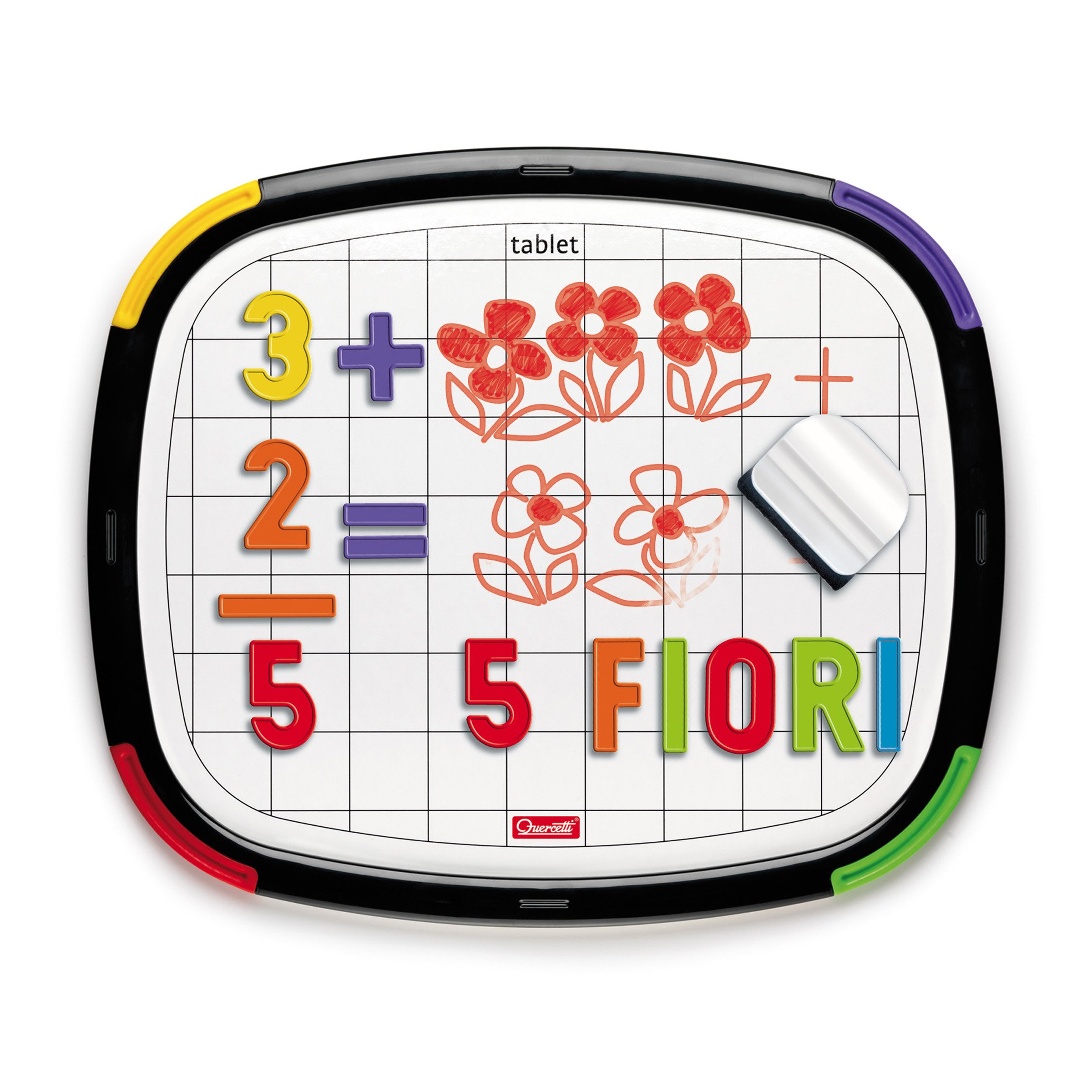 Quercetti - 5341 Tablet Magnetico Lettere+Numeri, Multicolore