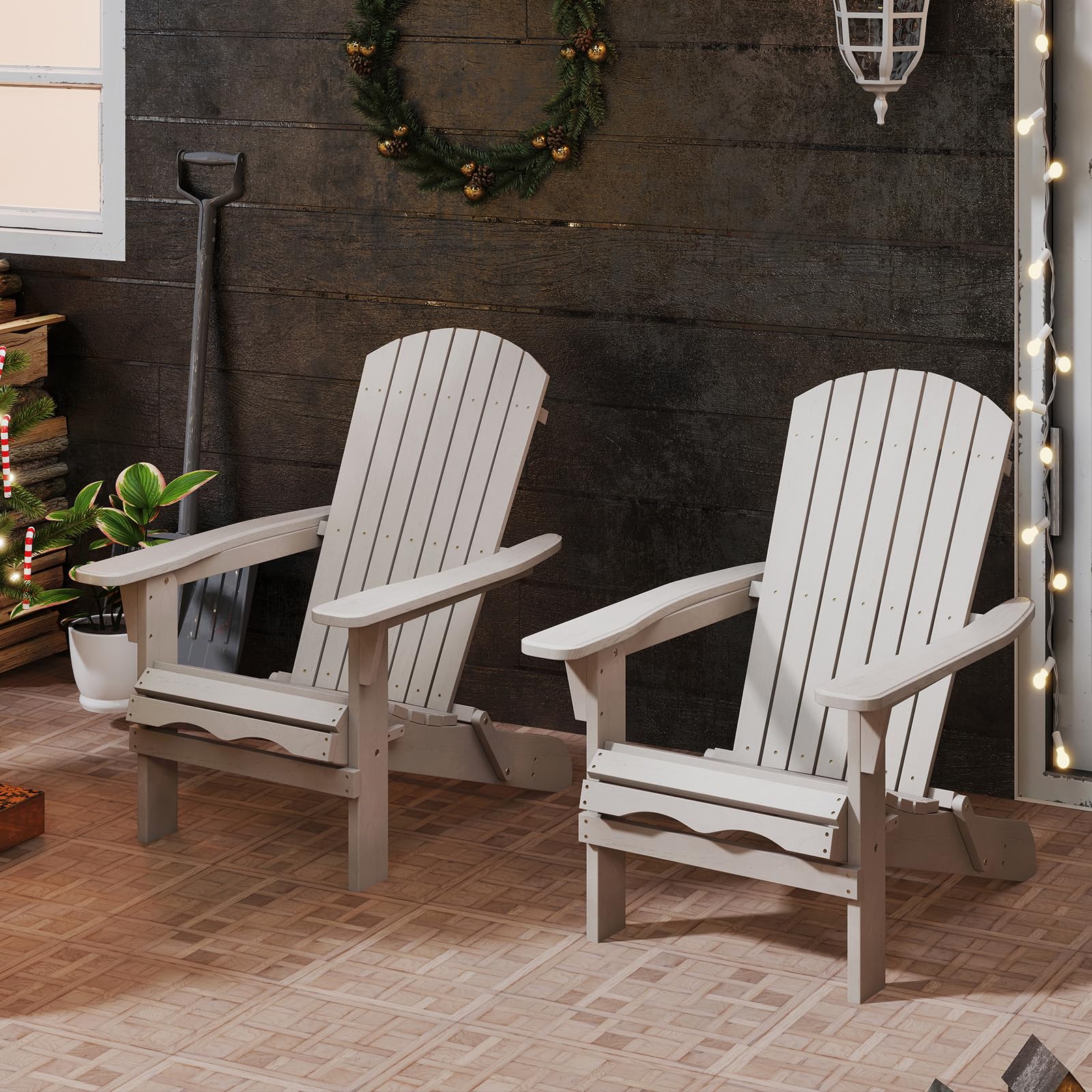 GIANTEX Set di 2 Sedie Adirondack Pieghevoli, Sedia da Esterno con Telaio in Legno di Abete