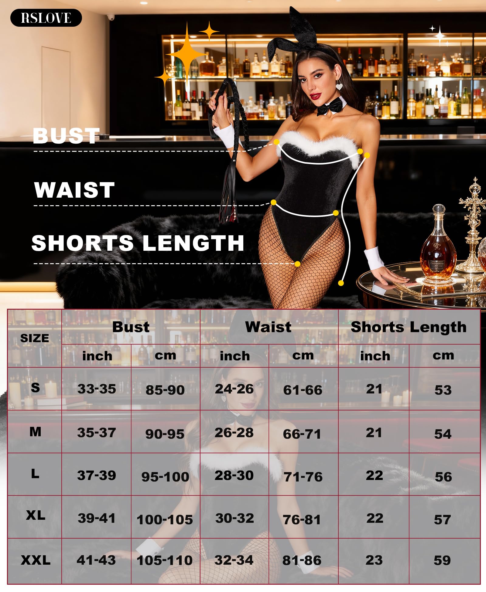 RSLOVE Halloween Costume Femme Sexy - Bunny Girl Cosplay Bunny Costume Deguisement Femme