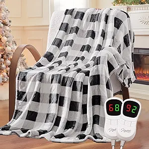 Homemate Electric Blanket Heated Queen Size - 84“x90“ Ultra Soft Cozy Flannel Heating Blanket with 10 Fast Heat Levels 8 Hours Auto Off Over-Heated Protection ETL Certification Keep Warm in Home