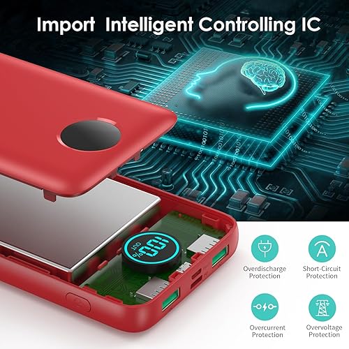 Miniatura 6 de Cargador portátil con pantalla LCD de 30,800 mAh, cargador de batería PD de 25 W, carga rápida + QC 4.0, carga rápida de teléfono, batería de tres