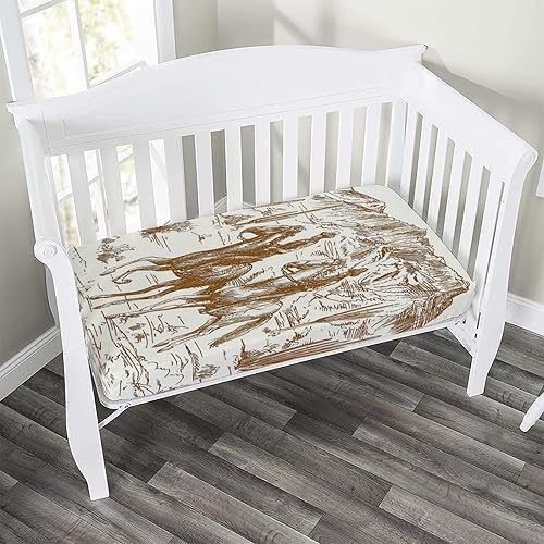 Sábana decorativa para cuna, sábana bajera ajustable de microfibra para cuna para bebés y niños pequeños, 28 x 52 pulgadas, dibujada a mano con