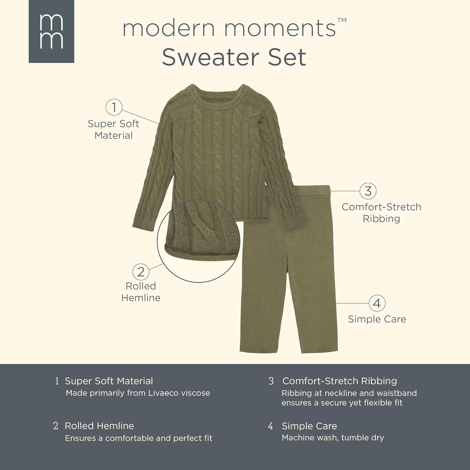 Modern Moments by Gerber Girls' Baby and Toddler Sweater and Wide Leg Pants Set - Image 6
