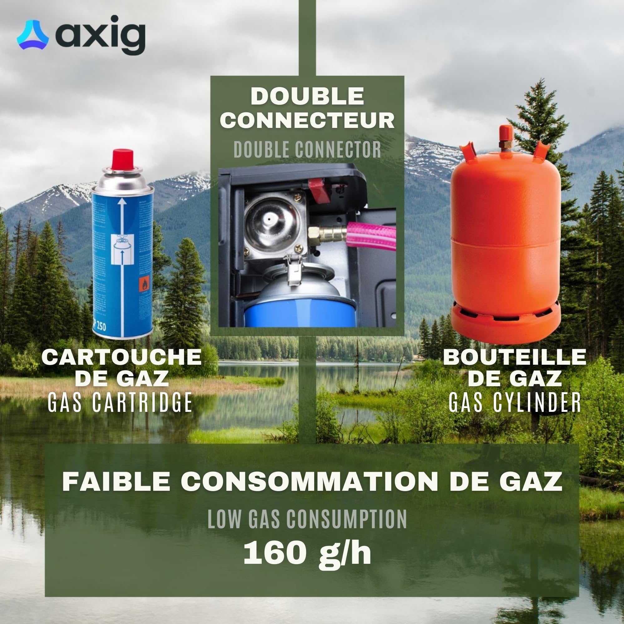 Rechaud Gaz Camping Portable Cuisine Exterieur Acier 1 Feu | Mallette de transport, Allumage piézo, Flamme réglable, Double valve de sécurité, Poêles de 12 à 26 cm