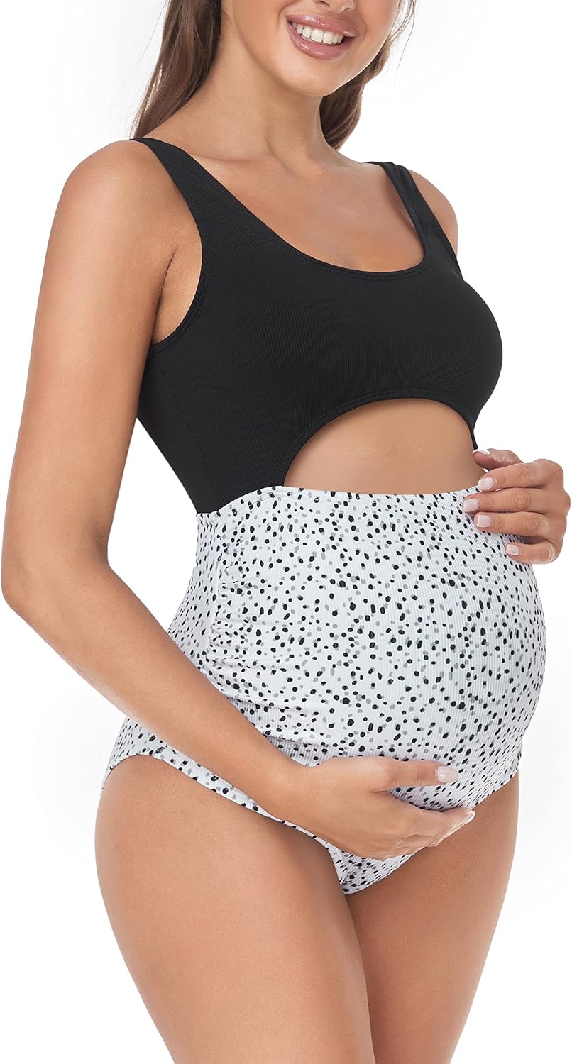 EastElegant Maternity Cutout One Piece Swimwear Ploka Dots Print Pregnancy Bathing Suit