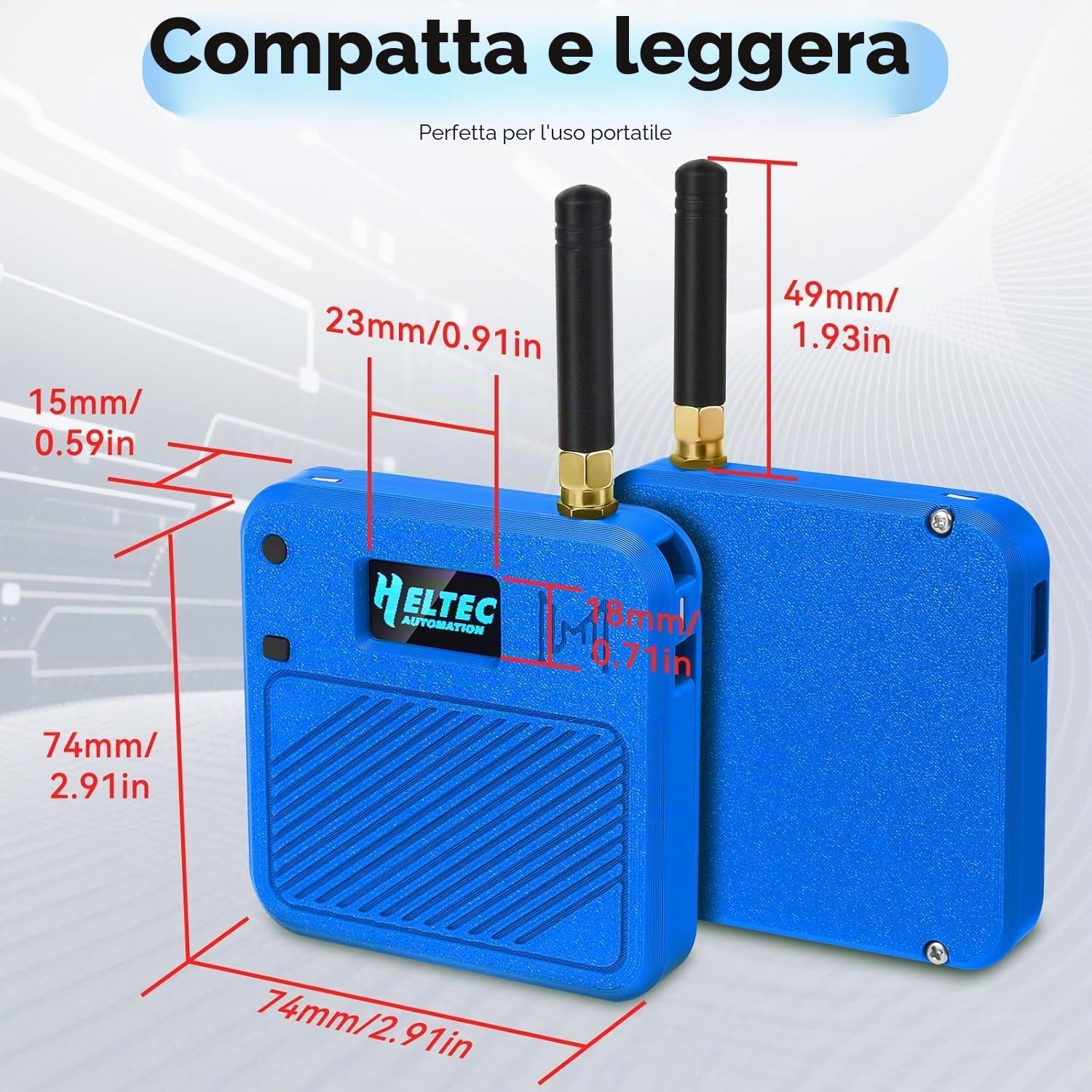 Heltec V3 ESP32 LoRa Dev Board N32 Kit Blu | Con custodia, batteria da 3000 mAh, supporto Meshtastic LoRaWAN WiFi, IoT per controllo industriale Smart Home