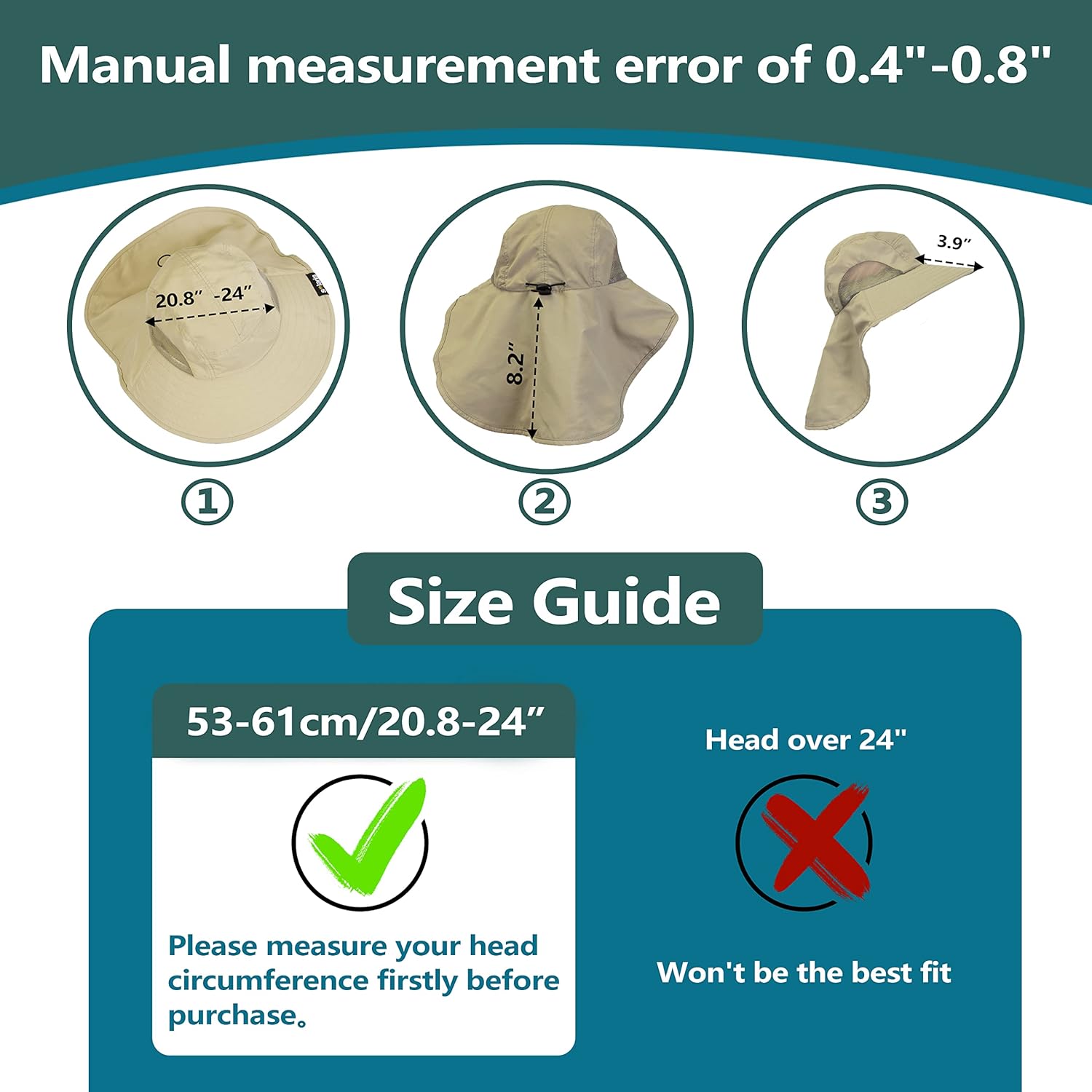 Solaris Sun Hat with Neck Flap, UPF 50 Sun Protection Lightweight Sun Cap for Men Women, Wide Brim Hat for Fishing Hiking - Image 5