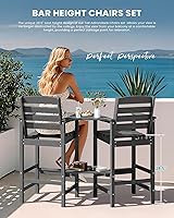 Vista 7 de SERWALL Juego de 2 sillas Adirondack altas con mesa de conexión, color gris