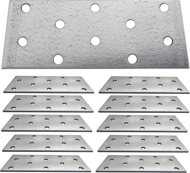 Flat Connecting Joining Plate Galvanised Zinc Z275g/m2 20μm Heavy Duty Metal Steel Sheet 3.94" x 1.57" x 0.08" (100 x 40 x 2mm) Pack of 10pcs