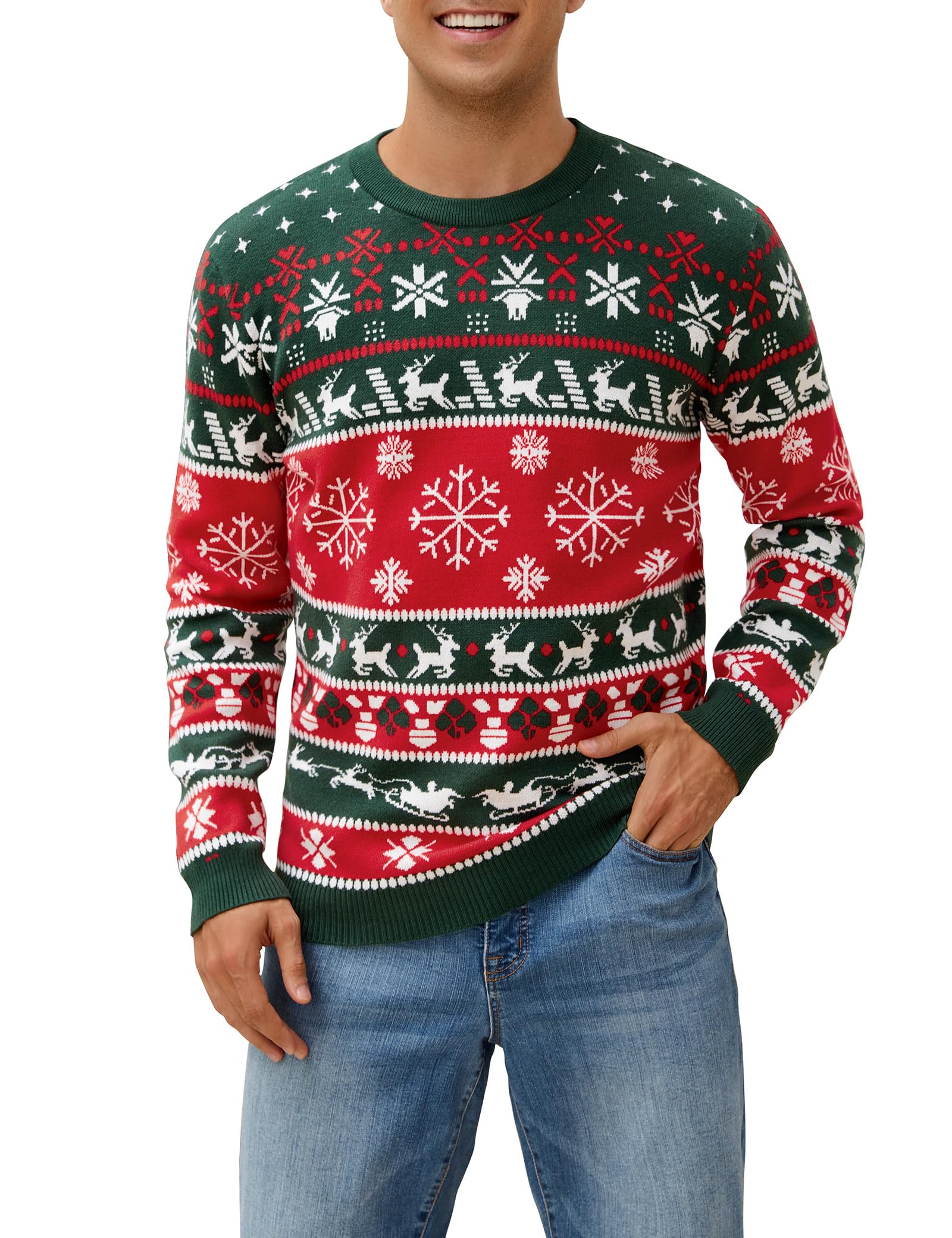 atforna Mens Ugly Christmas Sweater Santa Clause Reindeer Snowflake Knitted Funny Pullover Xmas Holiday Long Sleeve Sweaters-picture-23